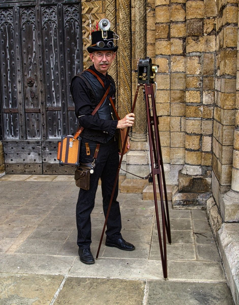 Portrait of a man at the steampunk event