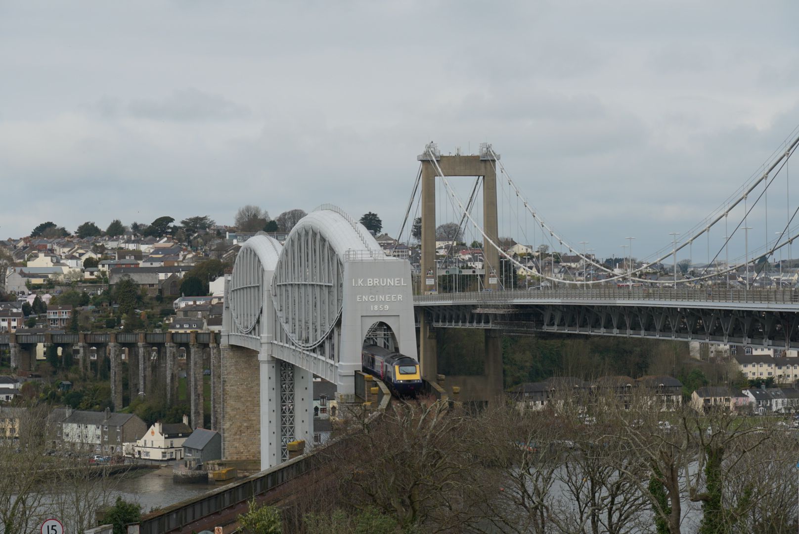 the Tamar rail, and road bridge river crossing Plymouth
