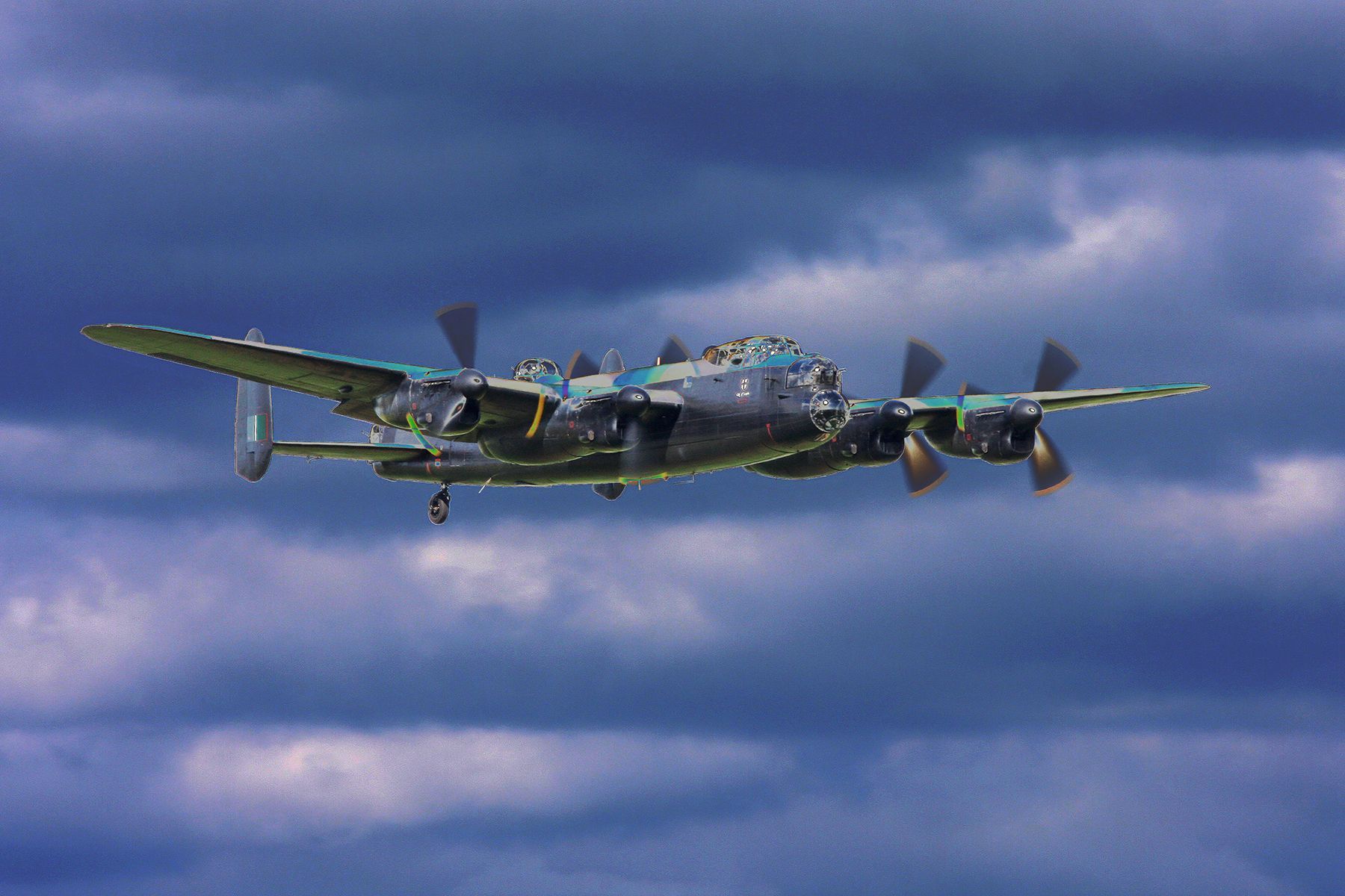 a Lancaster bomber in flight
