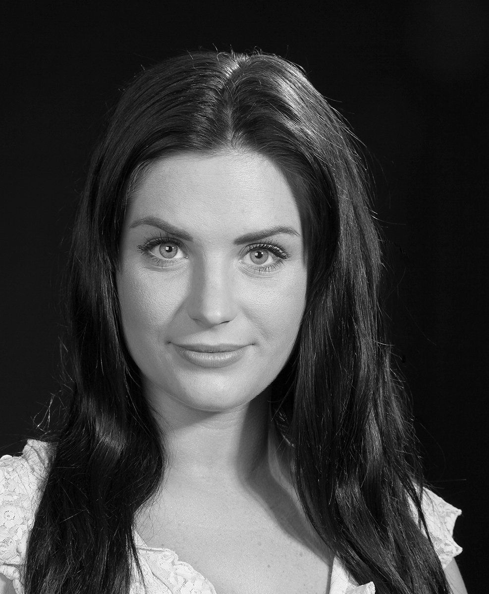 Portrait by Paul Malley a monochrome portrait of laura