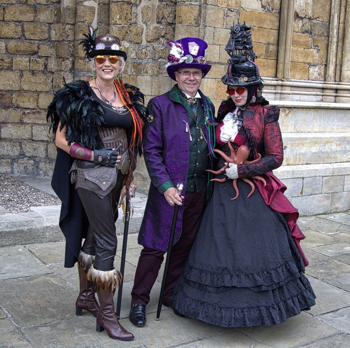 Three Steam Punks posed for the camera