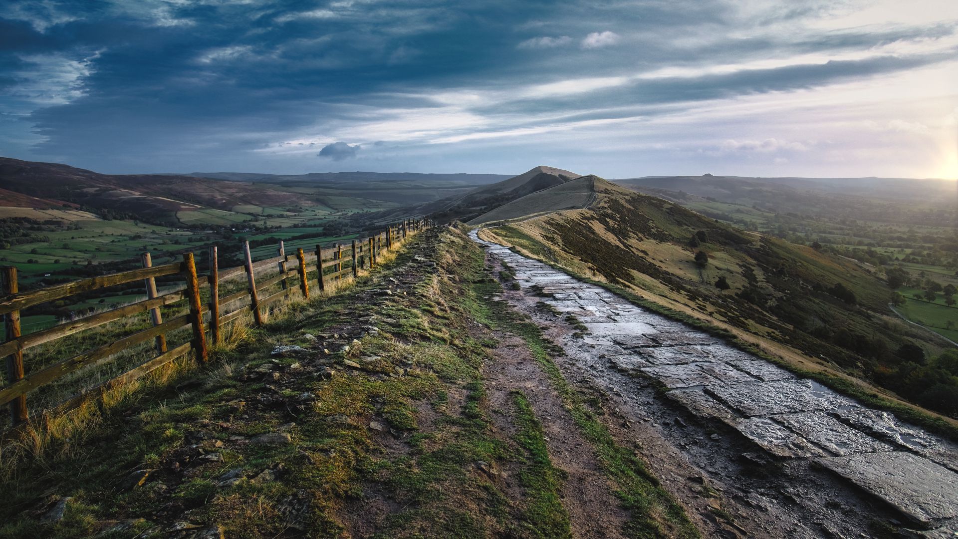 a view of Mam Tor ridge at sunrise
