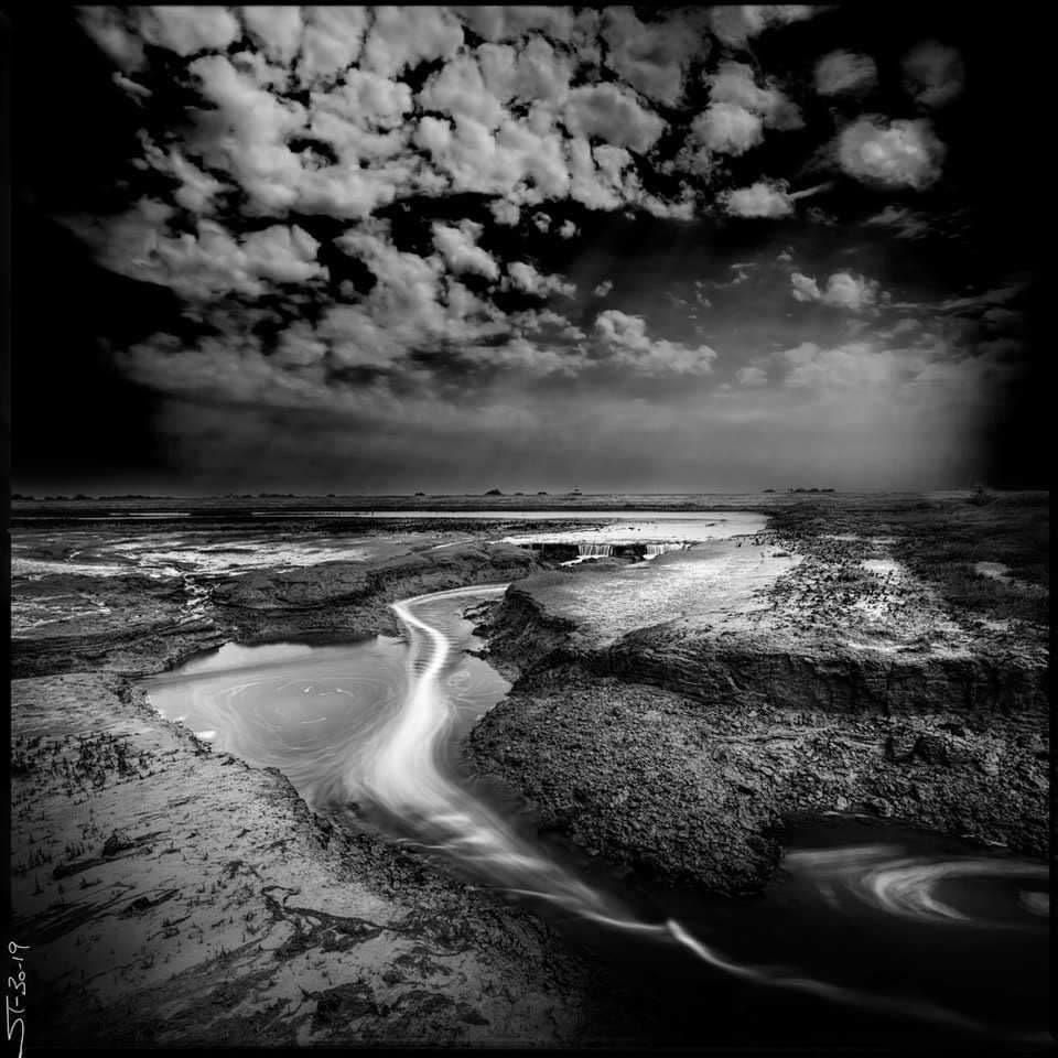 Photo by Stephen Robert Thornton a monochrome image of a Lincolnshire saltmarsh