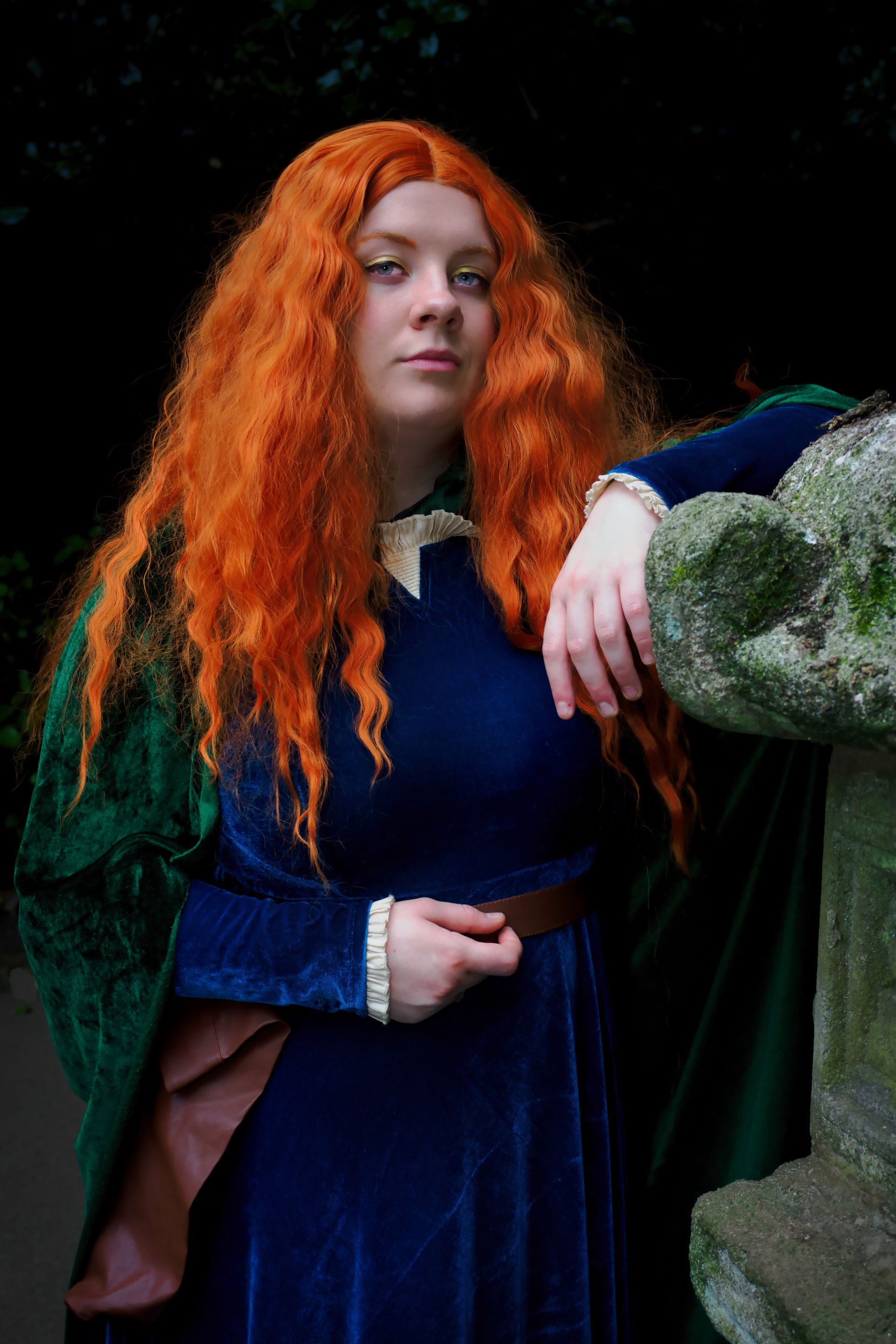 A female model in a cosplay costume