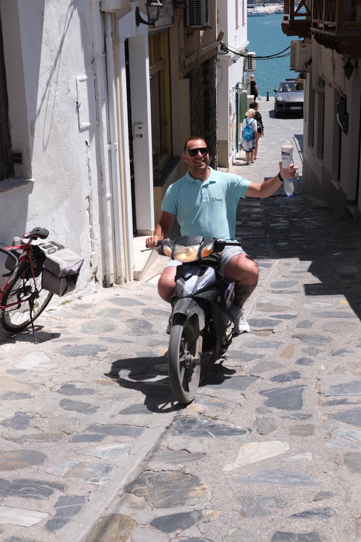 a Greek moped rider