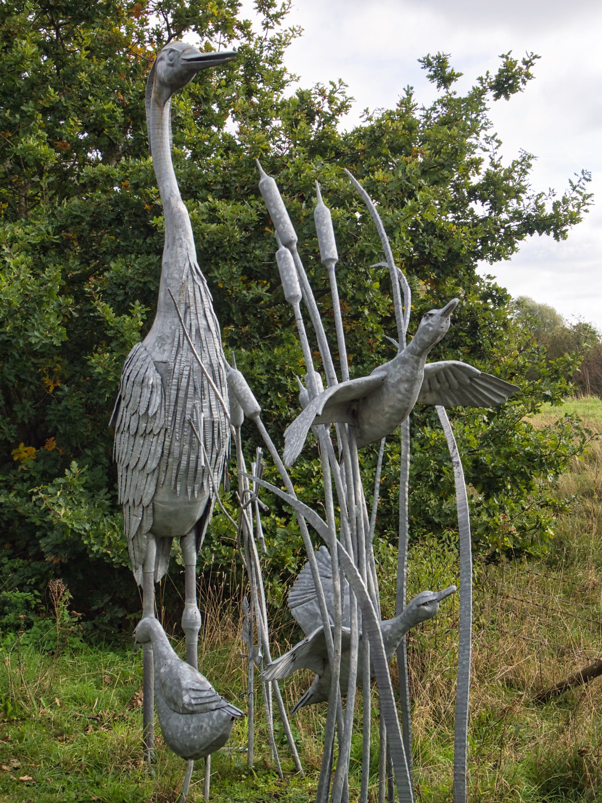 a metal bird sculpture on the viking way footpath