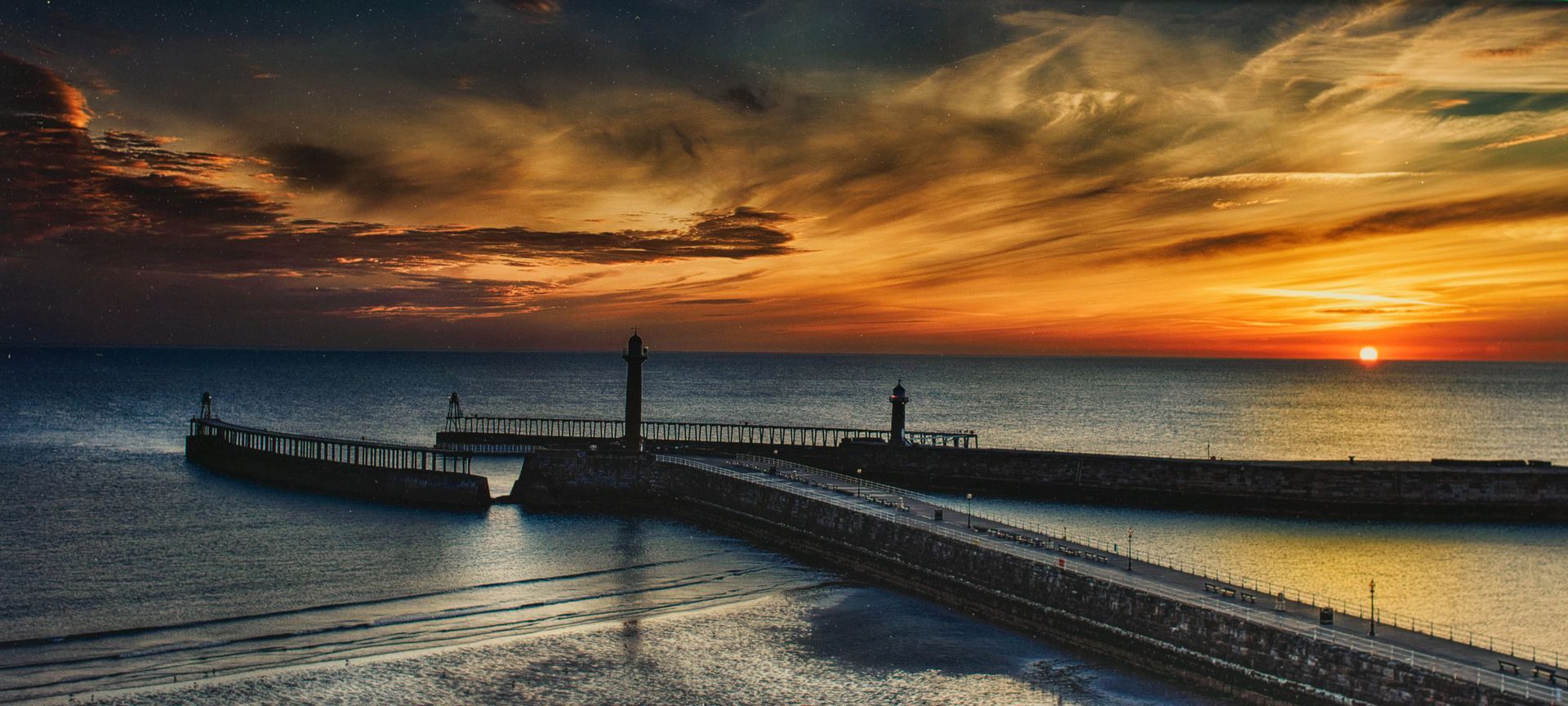 Sunrise over Whitby harbour