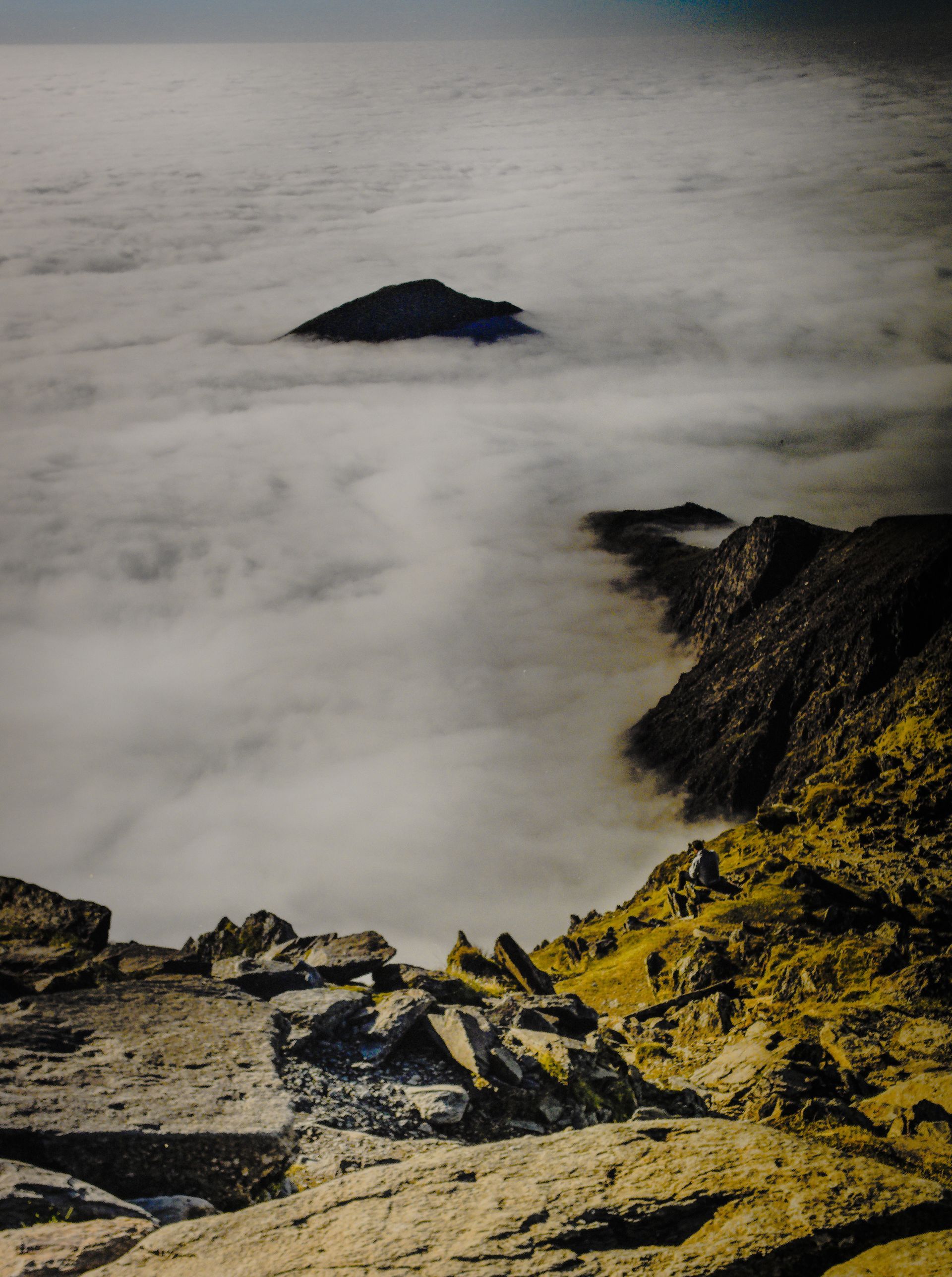 A photo of cloud inversion on Mount Snowdon