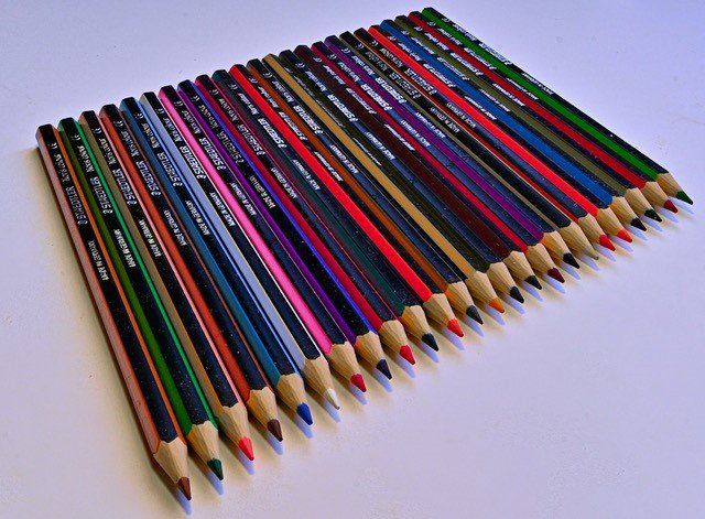 Pencils by Paul Gray a line of focus stacked coloured pencils