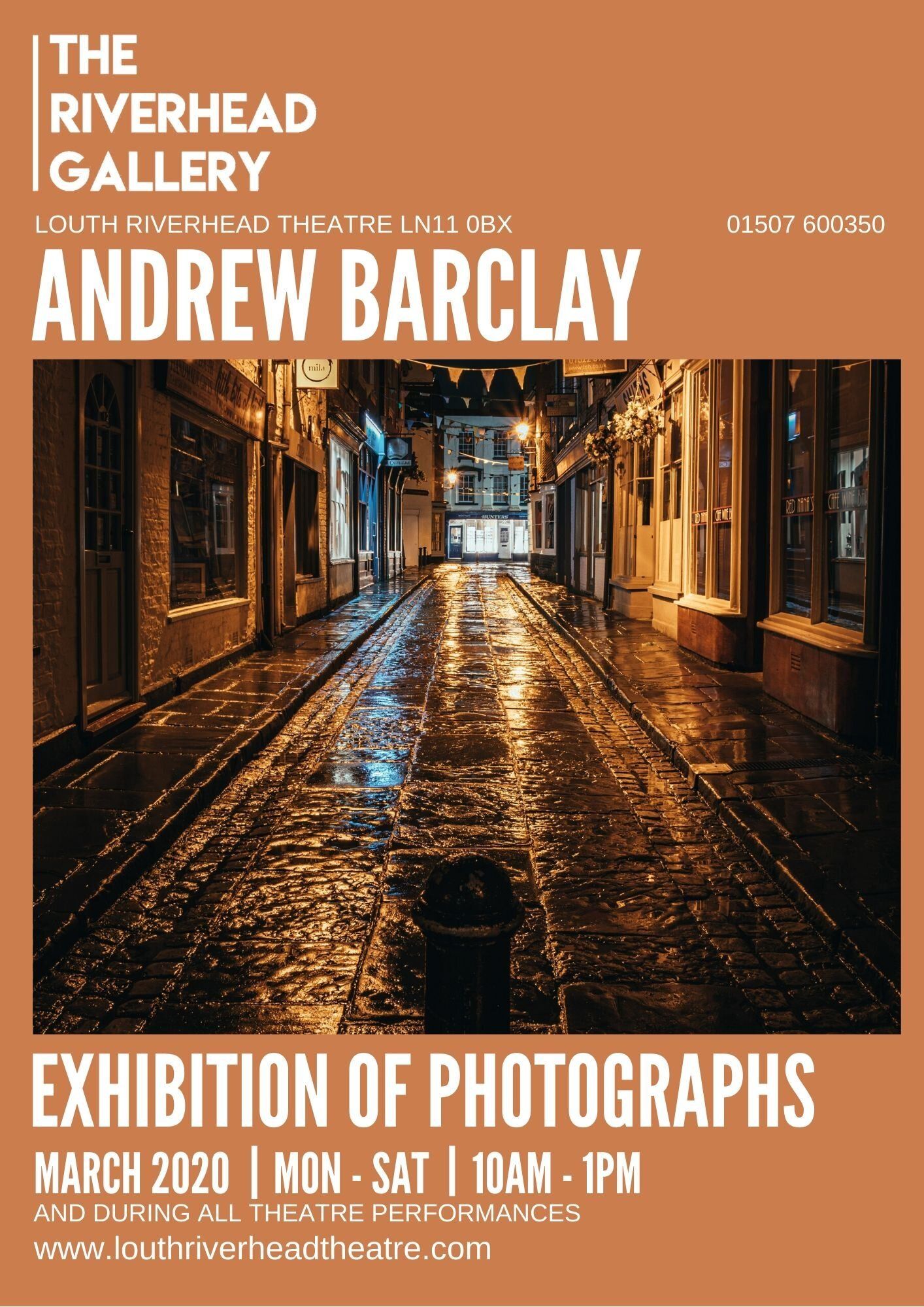 Andrew Barclay photographic exhibition poster for a photographic exhibition at the Riverhead Theatre in Louth