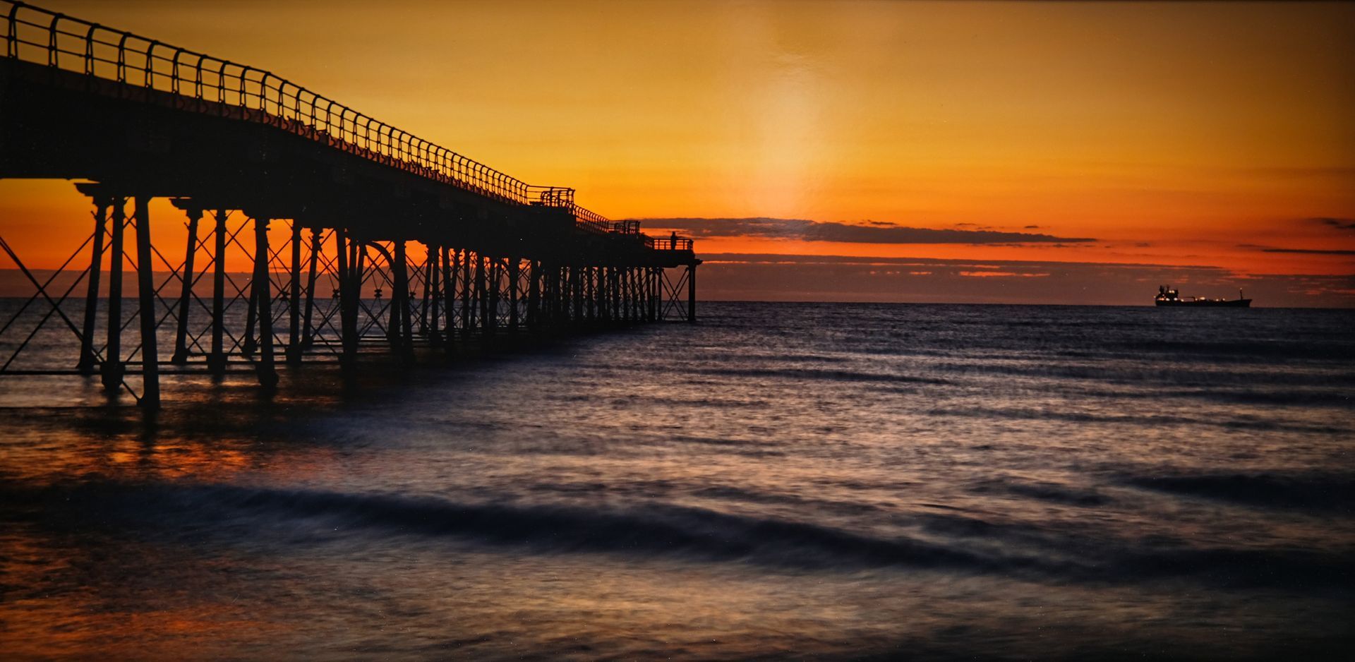 a sunrise view of Saltburn pier