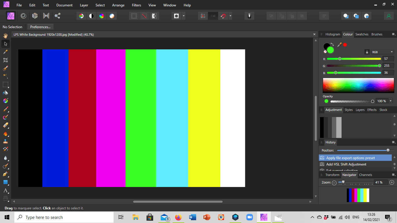 colour card being converted to monochrome