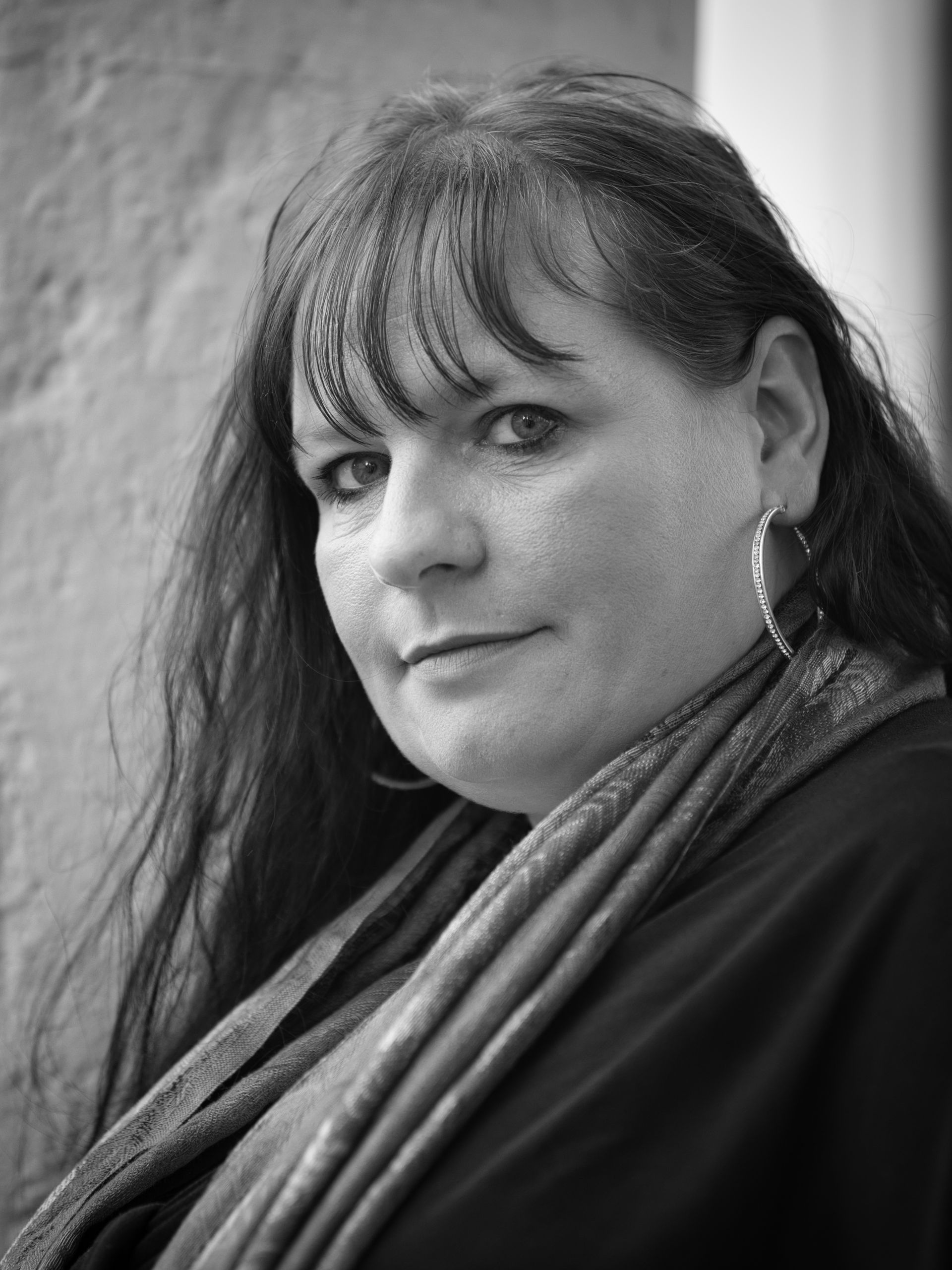 A monochrome portrait taken in natural light