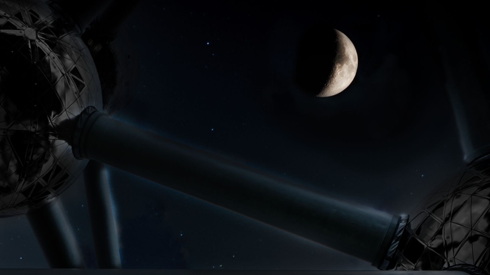 The Moon pictured above an island during the early morning daylight
