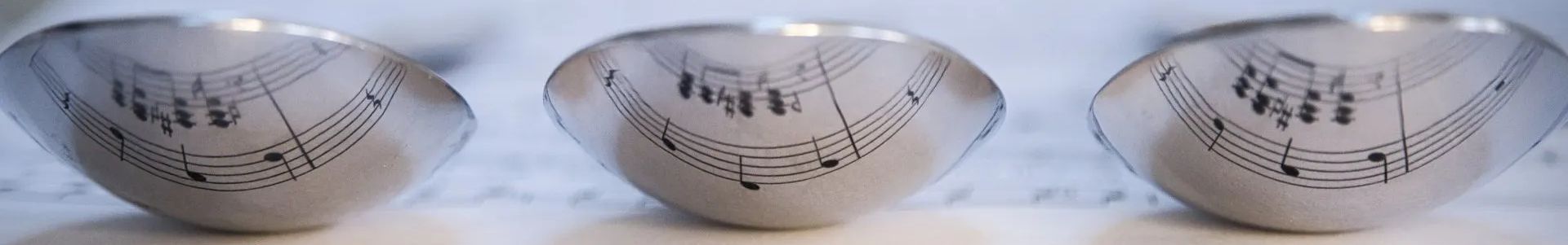 Spoons by Derek Smith musical notes reflected on the underside of spoons