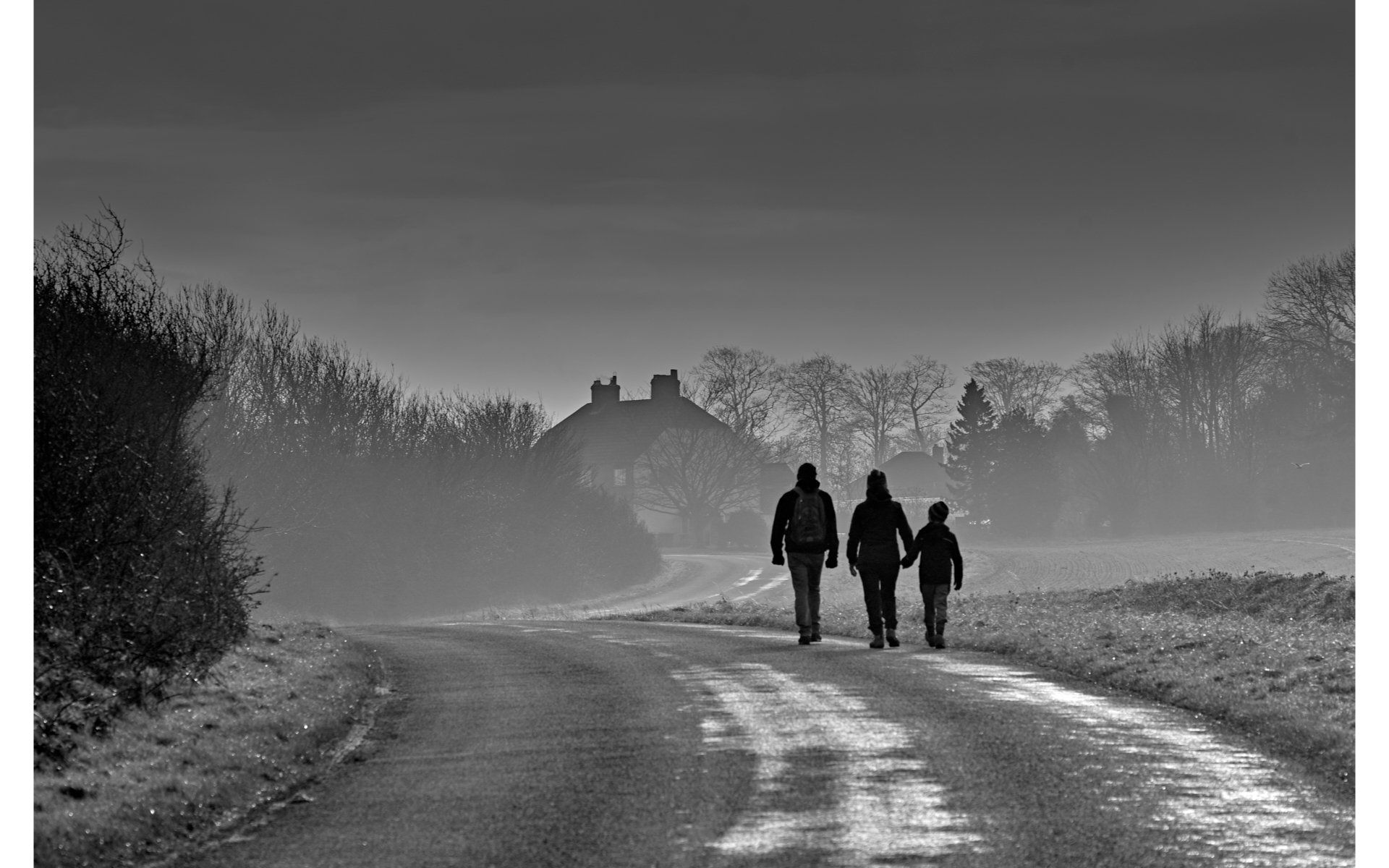 a group of walkers on a road