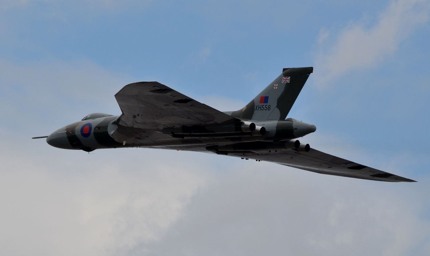 an AVRO Vulcan bomber in fly-past