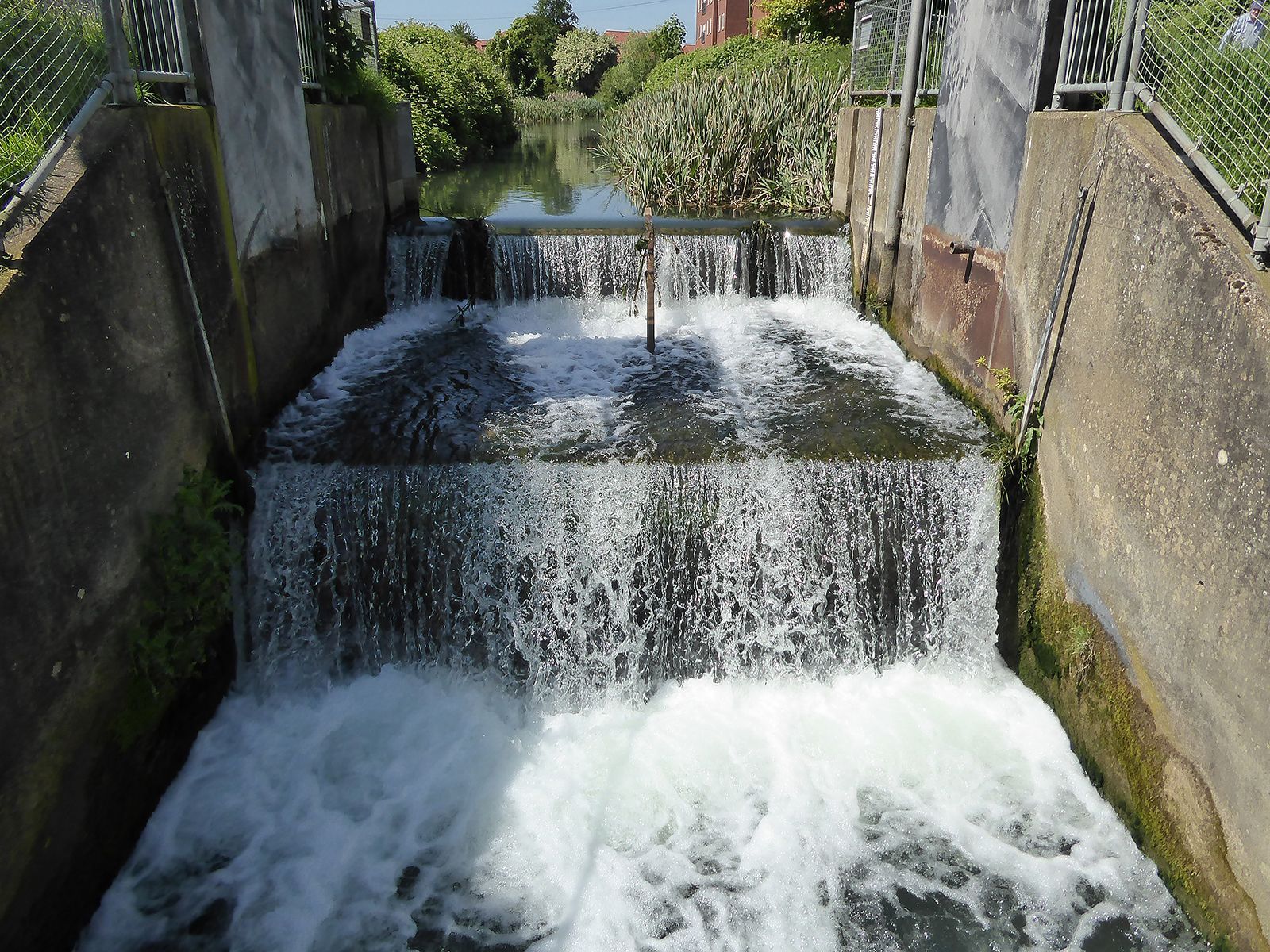 A water flow weir on the Louth Canal