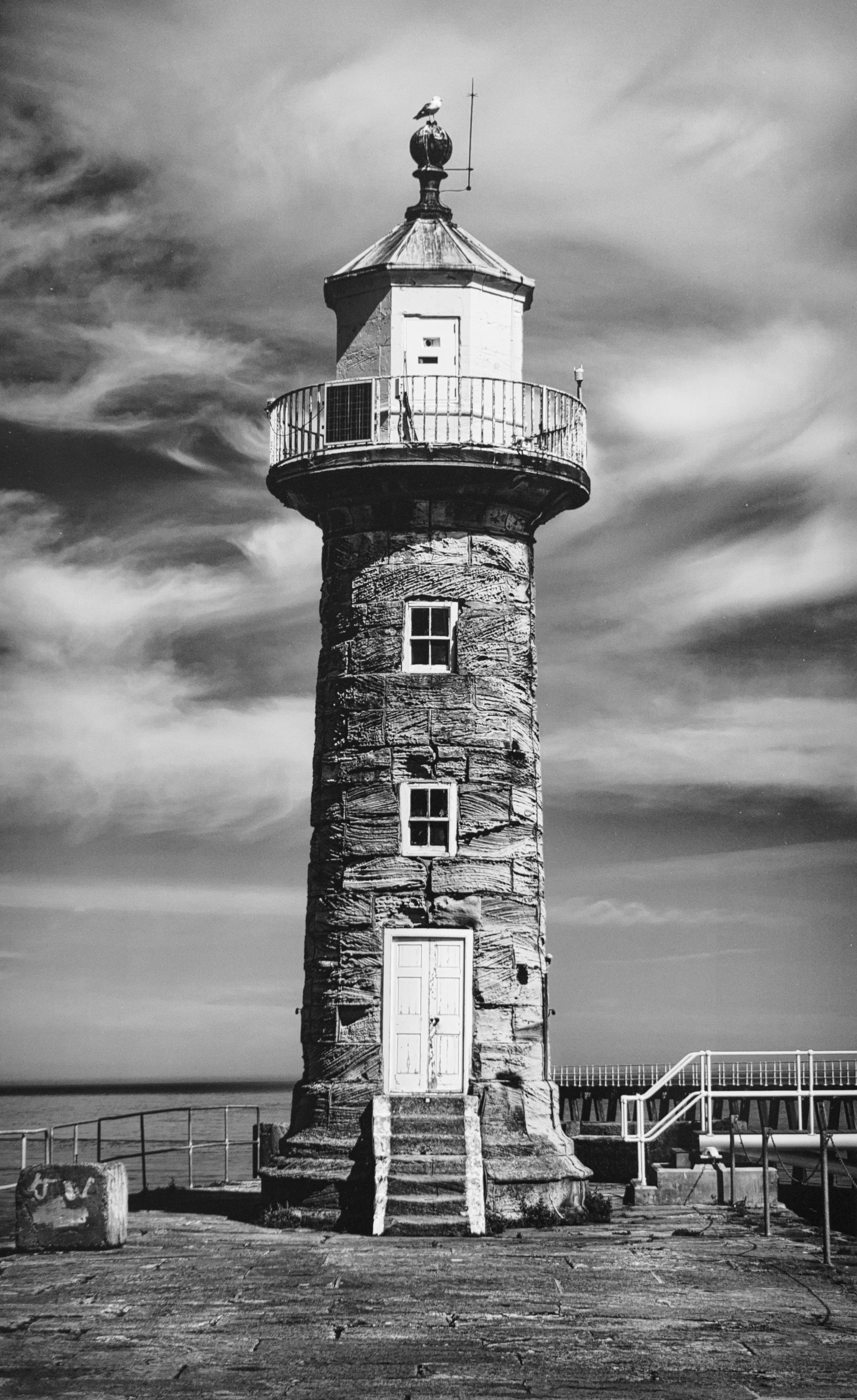 West Pier Watch Tower Whitby by Dave Turner a view of the west pier watch tower Whitby