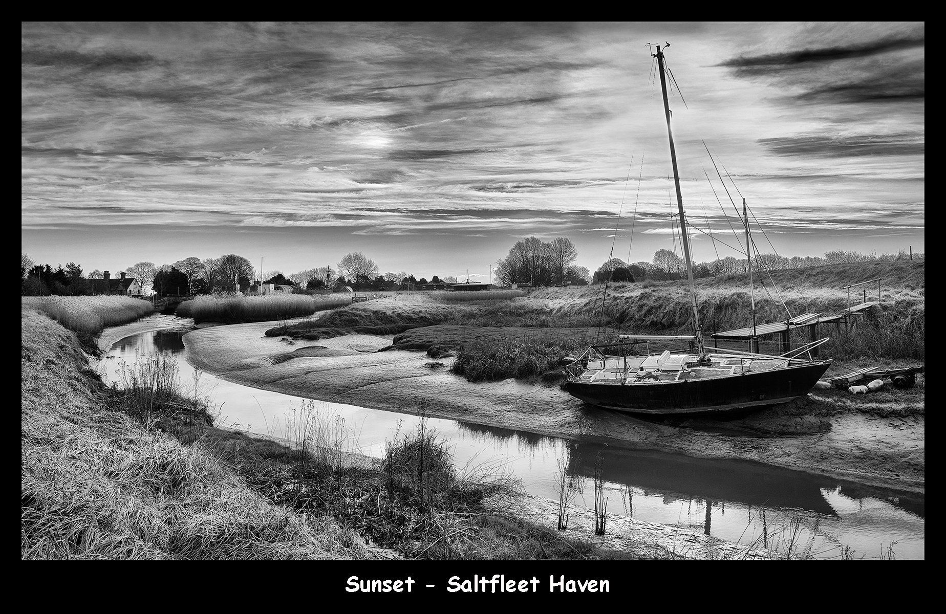a monochrome view of saltfleet haven