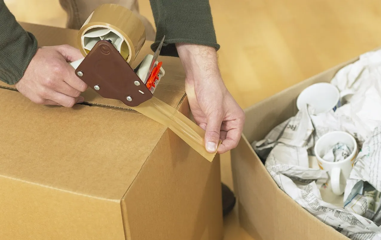 Packing tape and boxes