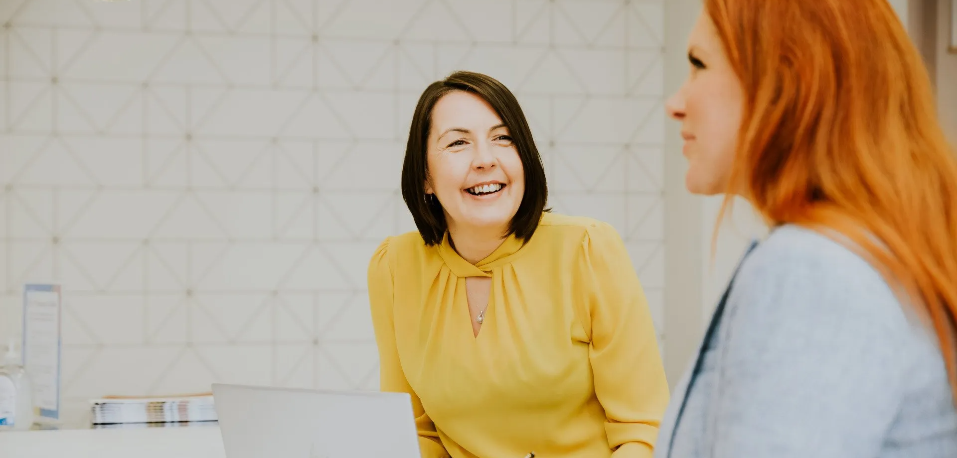 Picture of Sarah Agar-Brennan explaining to a client how to grow business