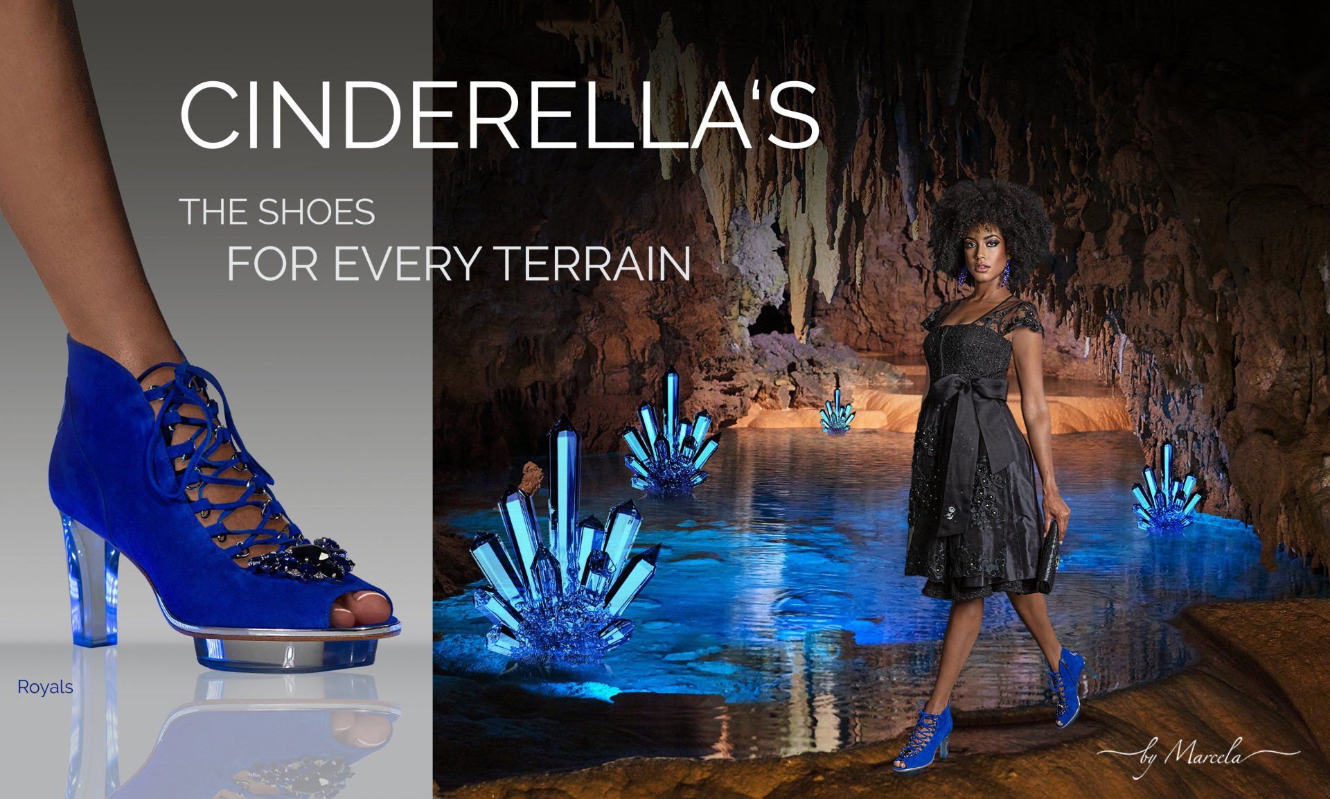 Cinderellas by Marcela, Cinderellas Shoes, Cinderellas Dirndl ankle boots for Oktoberfest with transparent high heel called Royals