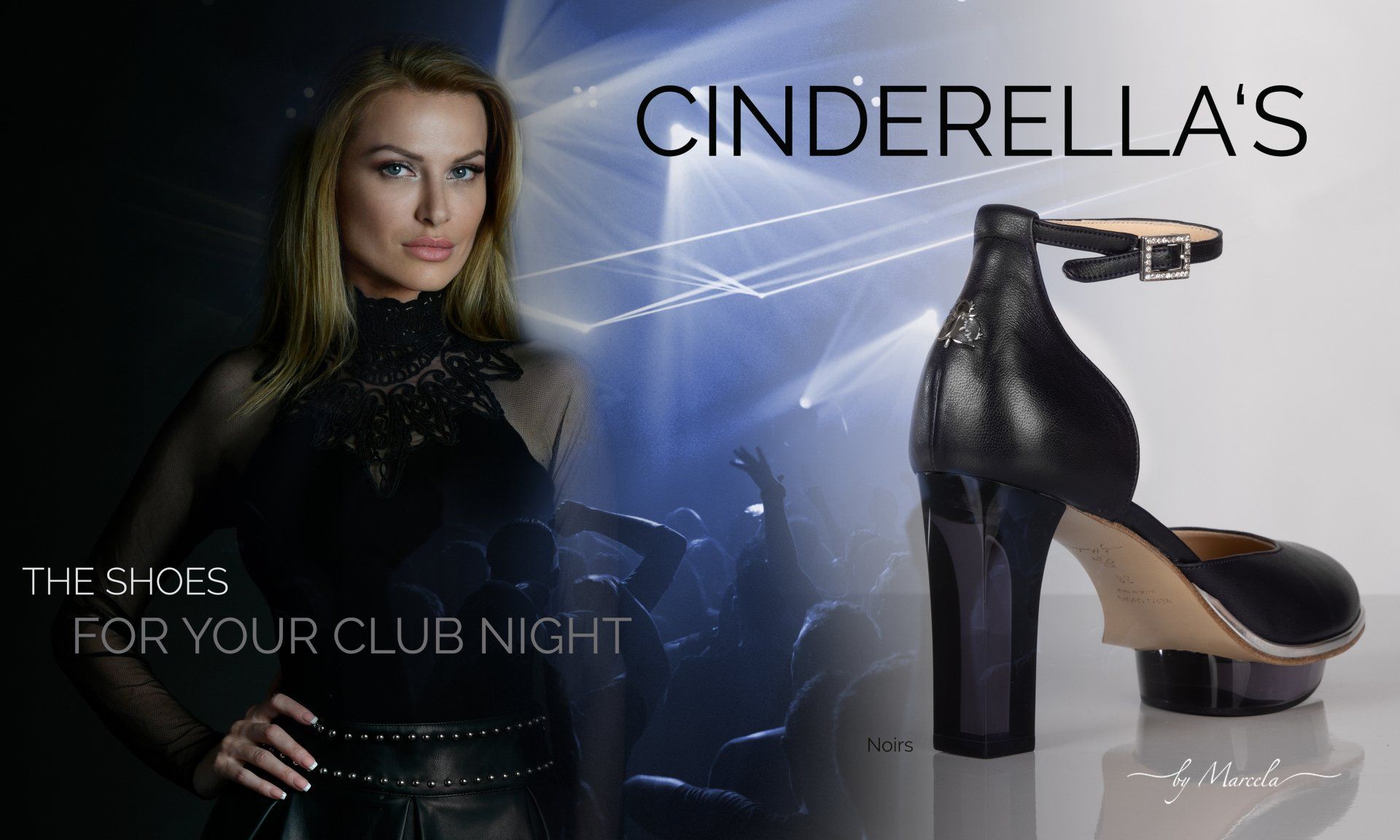 Cinderellas by Marcela, Cinderellas Shoes,  dark blue Cinderellas shoe for going out with transparent high heel