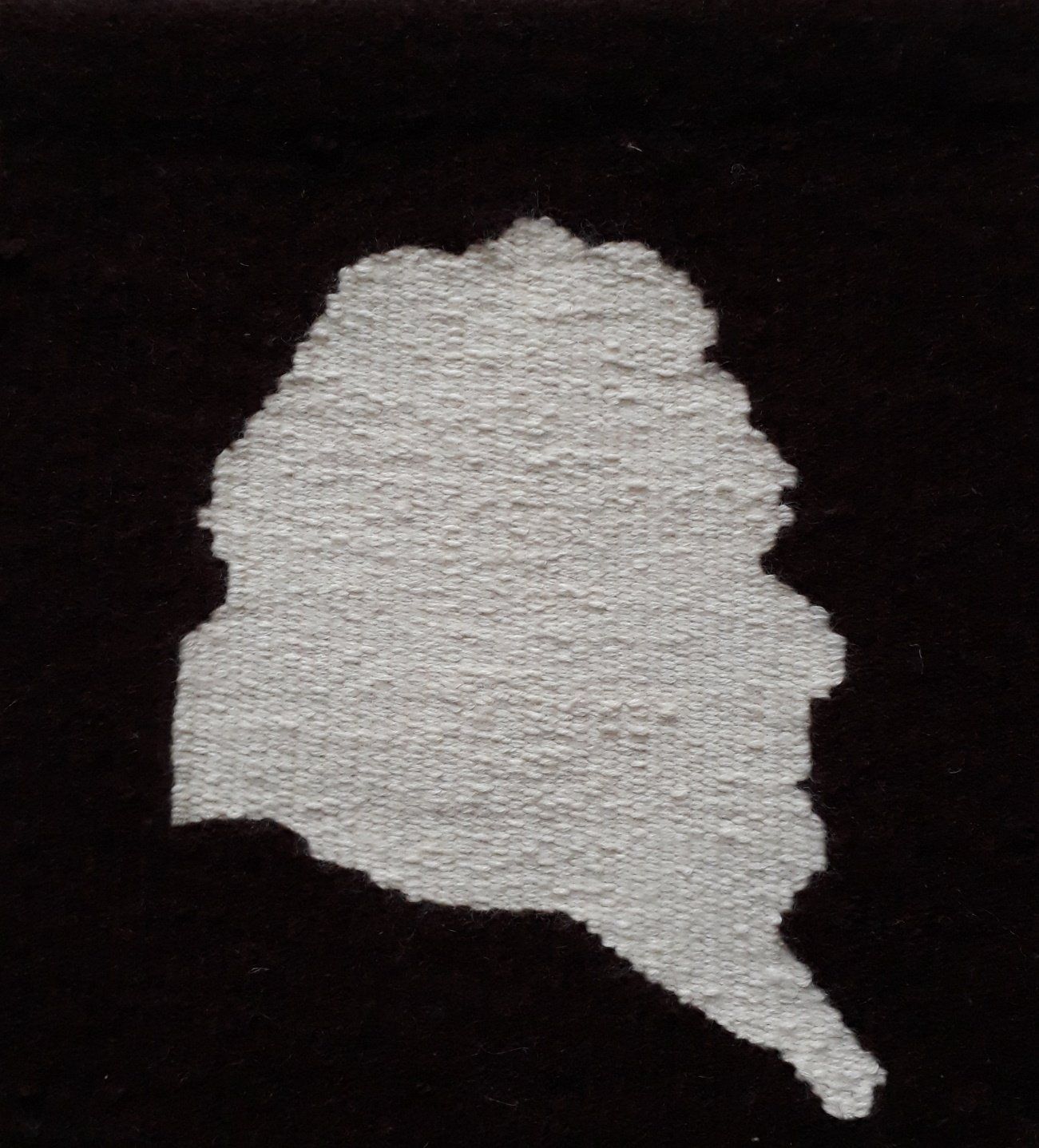 J. S. Bach Silhouette weiß auf schwarz gewebt
