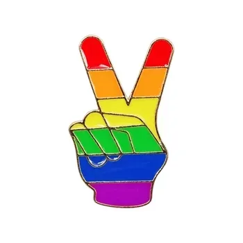 Pride Pin Peace Hand 35x20mm Emaille Messing Pride Accessoire - Genderella Queer Shop
