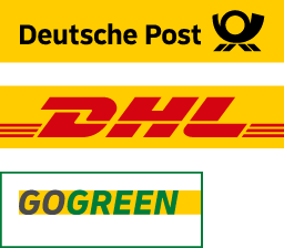 Wir versenden mit Deutsche Post, DHL, GoGreen Wir versenden mit Deutsche Post, DHL, GoGreen