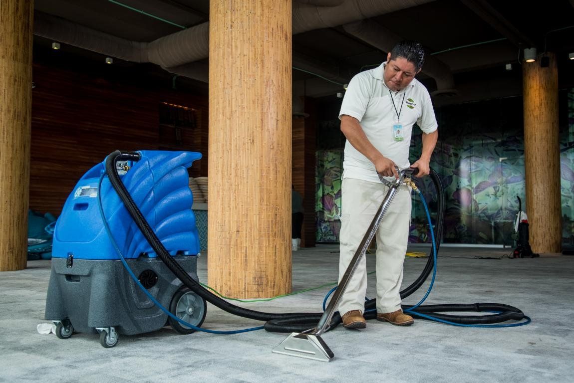 Carpet cleaning and stain and mold removal, with extremely short drying time