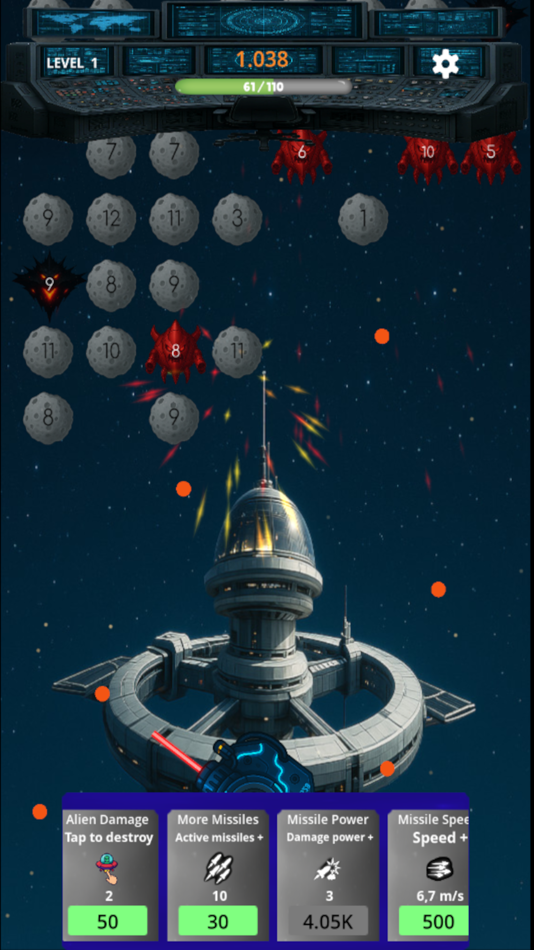 Galaxy Breaker In „Galaxy Breaker“ ist Ihre Mission klar: Rette die Galaxis vor den herannahenden Kometen! Ausgestattet mit einer gigantischen Laser-Kanone, müssen Sie strategisch denken und präzise zielen, um die Kometen und Alien-Raumschiffe rechtzeitig zu zerstören.