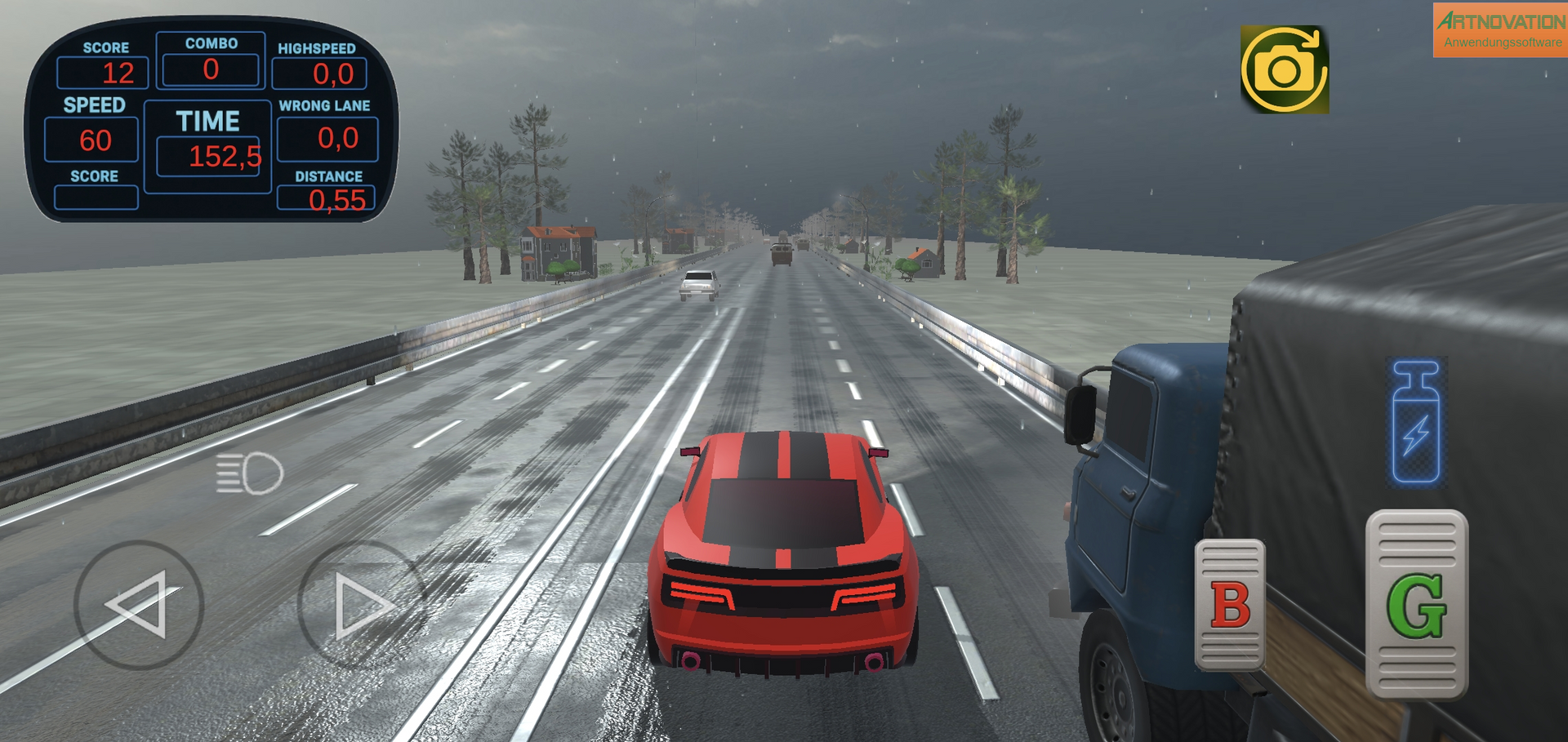 Highway Uproar 3D: Bei Regen und Nebel auf der Autobahn ARTNOVATION Highway Uproar 3D: Ein aufregendes Rennspiel, das Adrenalin und Nervenkitzel vereint. Erlebe realistische Fahrphysik und fesselnde Grafiken, während du deine Fahrkünste in herausfordernden Rennen unter Beweis stellst.
- Bei Regen und Nebel auf der Autobahn -