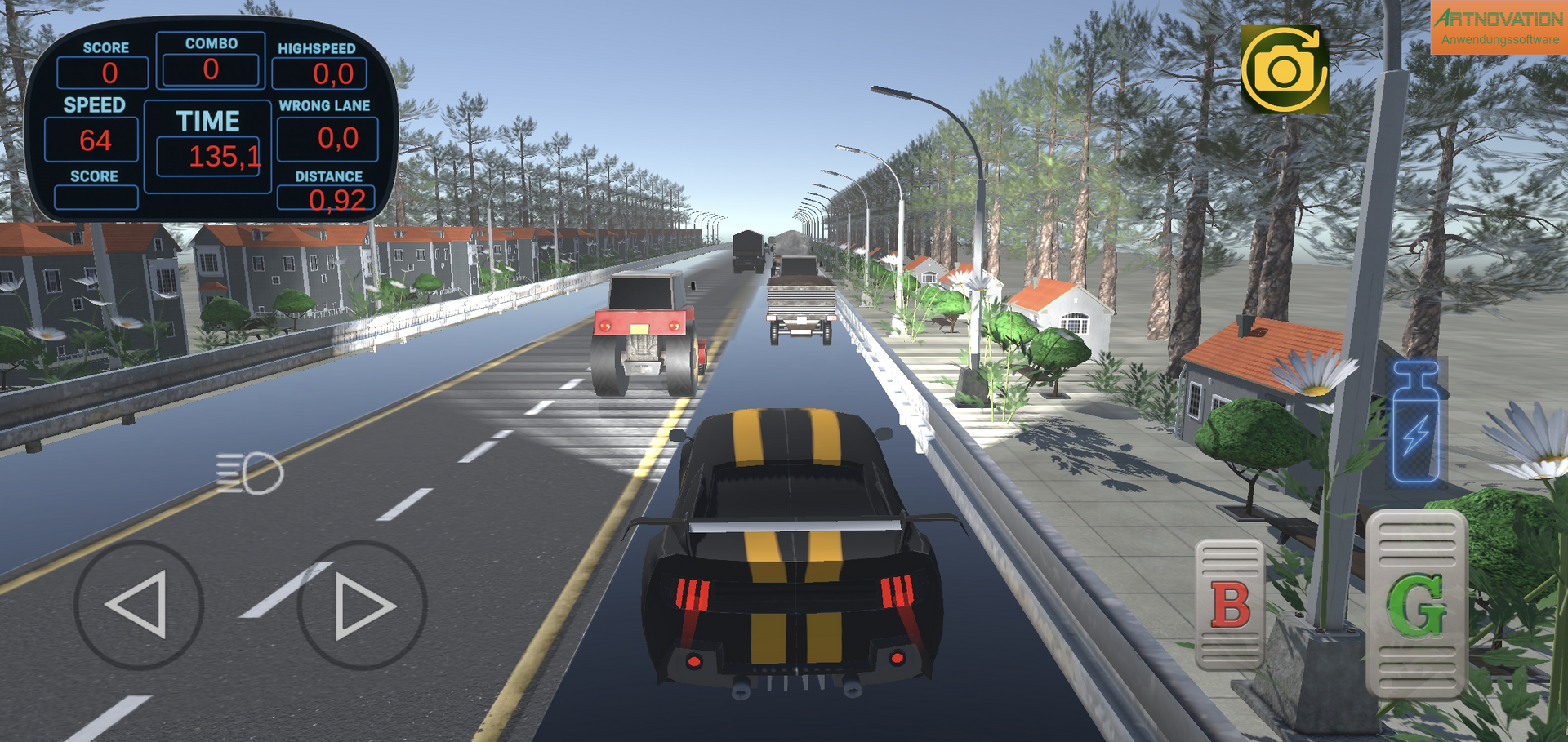 Highway Uproar 3D: bei Tag auf der Autobahn ARTNOVATION Highway Uproar 3D: Ein aufregendes Rennspiel, das Adrenalin und Nervenkitzel vereint. Erlebe realistische Fahrphysik und fesselnde Grafiken, während du deine Fahrkünste in herausfordernden Rennen unter Beweis stellst.
- Bei Tag auf der Autobahn -