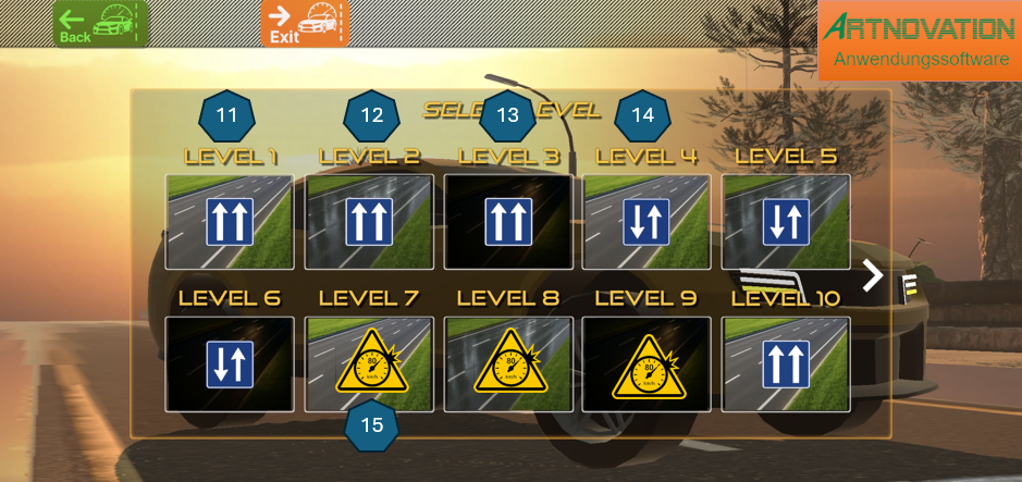 Highway Uproar 3D: Level-Auswahl Highway Uproar 3D: Level-Auswahl