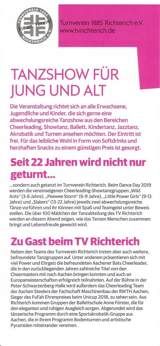 Flyer Dance Day 2019 Rückseite