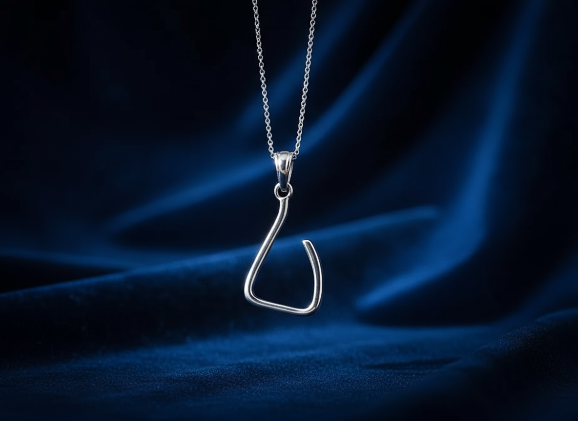 Regal Free Jump stirrup pendant with adjustable chain. Handcrafted sterling silver. By Ice Equestrian
