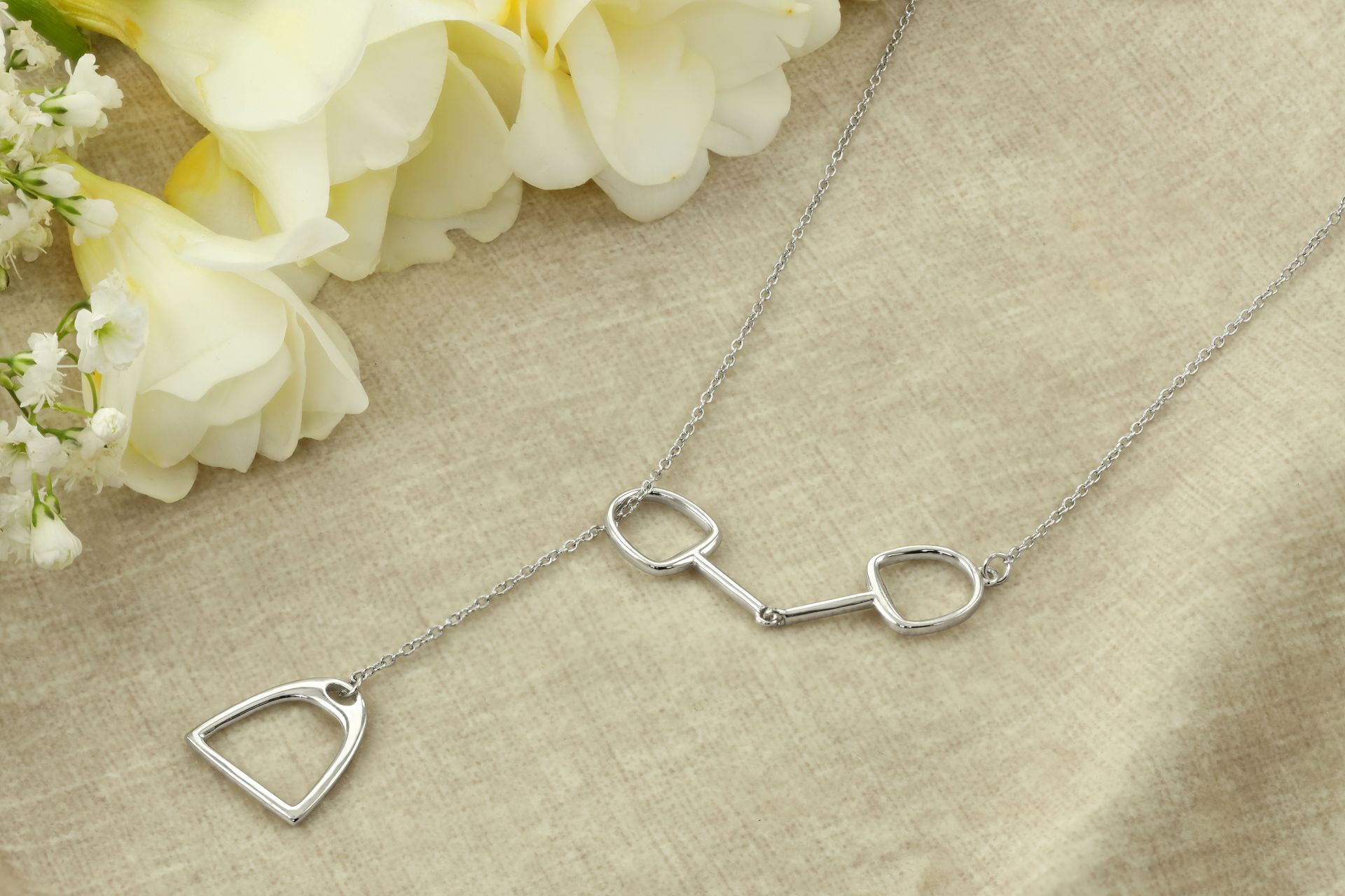 Equestrian Jewellery Sterling Silver Snaffle And Bit Necklace