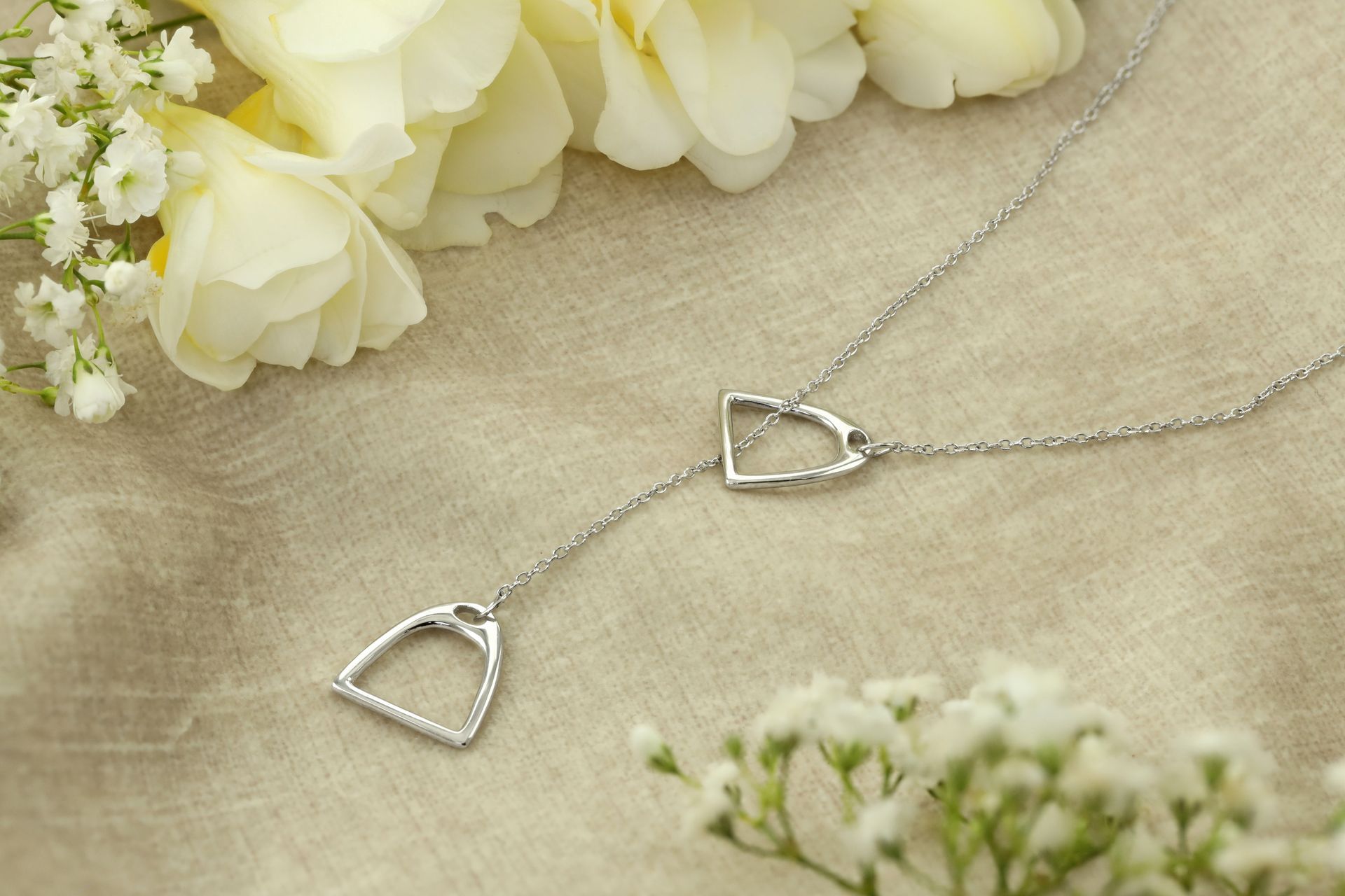 Equestrian Jewellery Sterling Silver Twin Stirrup Necklace