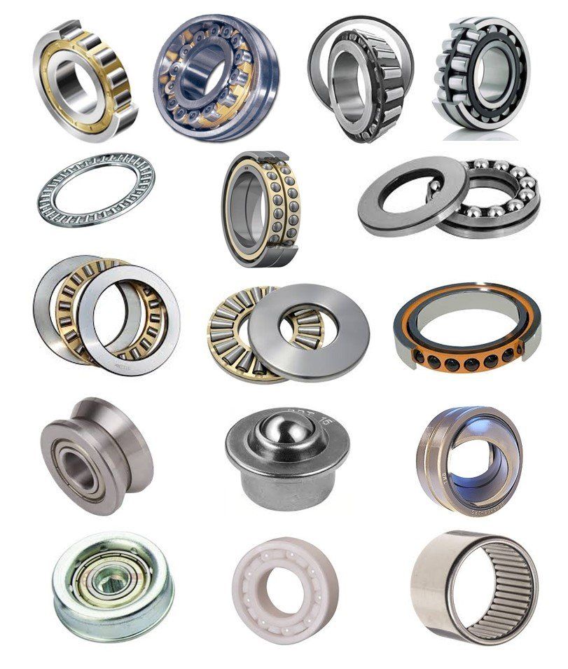 Roulements rigides à billes, Roulements à rotules sur billes et sur rouleaux, Roulements à contact oblique, Roulements à rouleaux cylindriques et coniques, Roulements à aiguilles, Butées, Galets