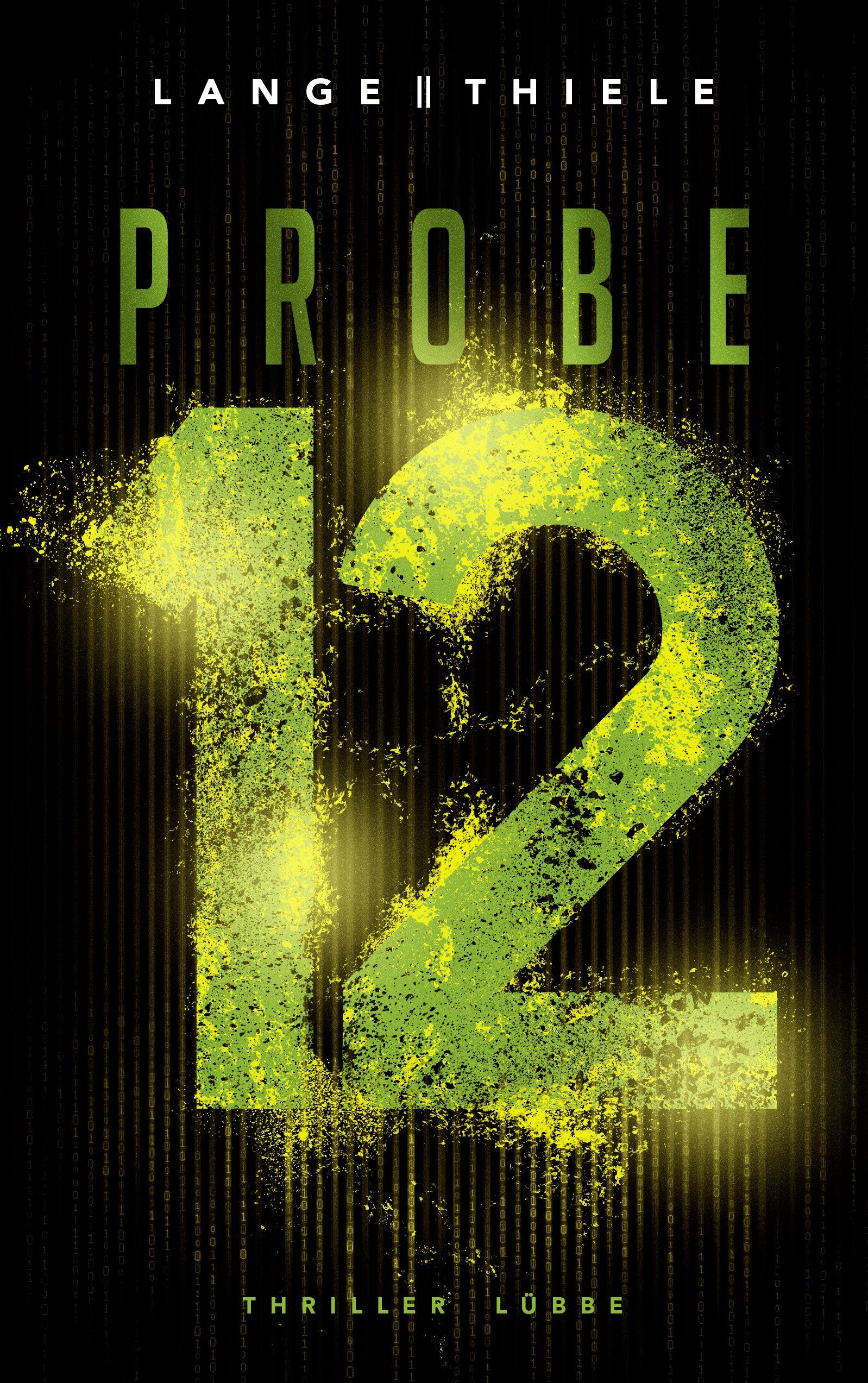 Cover: Probe 12, coverfüllende gelbgrüne 12 auf schwarzem Hintergrund, darüber steht in gleicher Farbe Probe