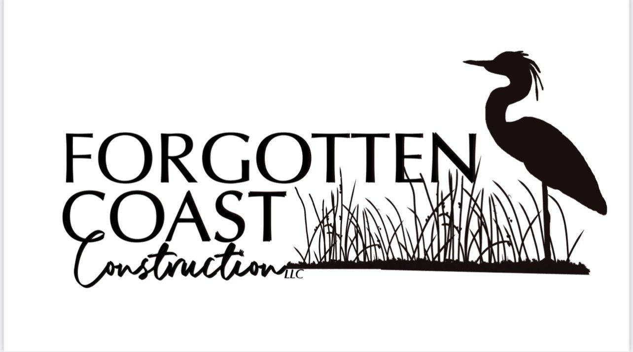 Forgotten Coast Construction LLC logo featuring a heron and marsh grass, representing custom home builders on Florida’s Forgotten Coast.