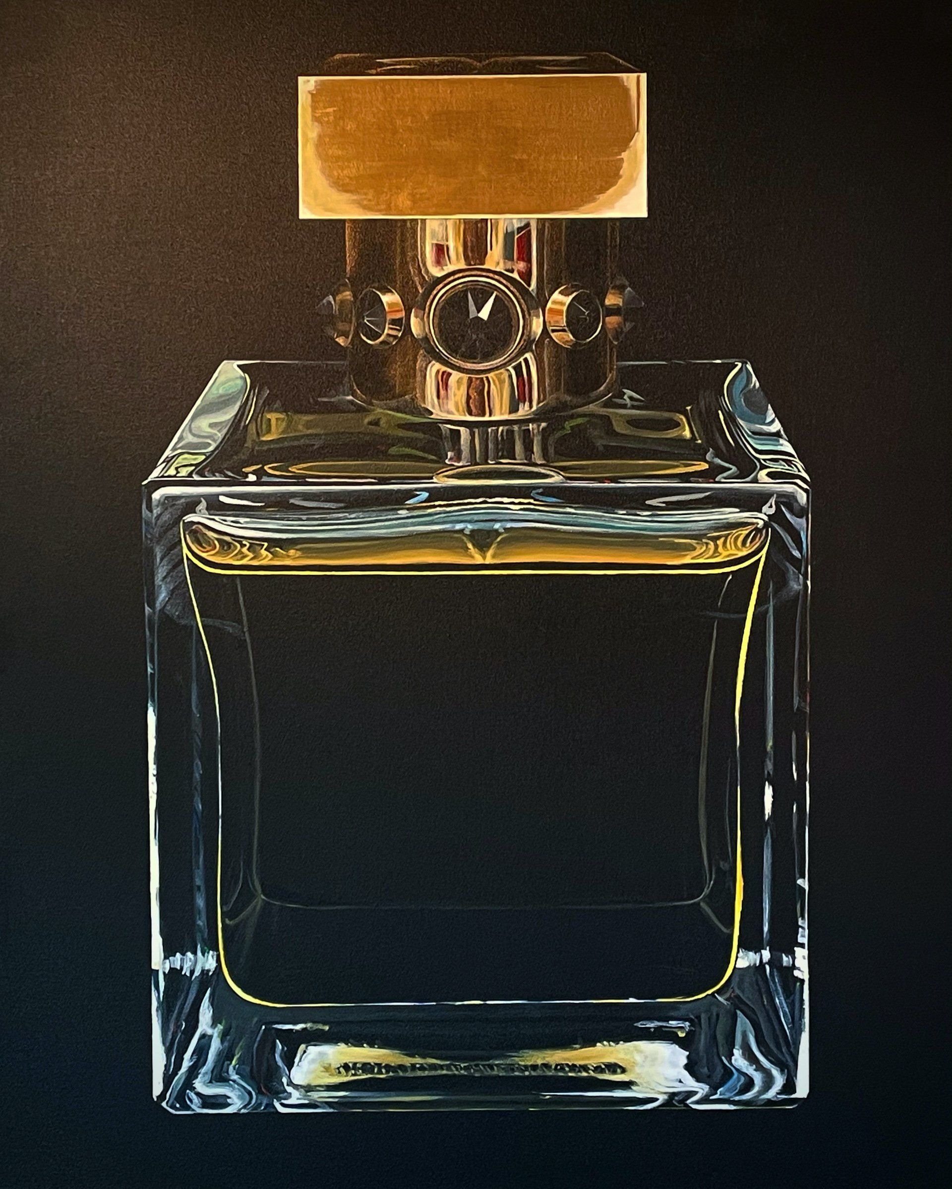 Painting of Fragrance Du Bois perfume bottle by Anne-Marie Ellis