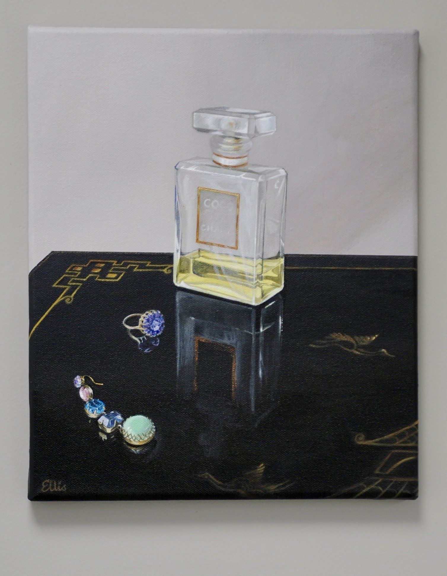 chanel perfume dressing table ellisartworks jewellery acrylic painting