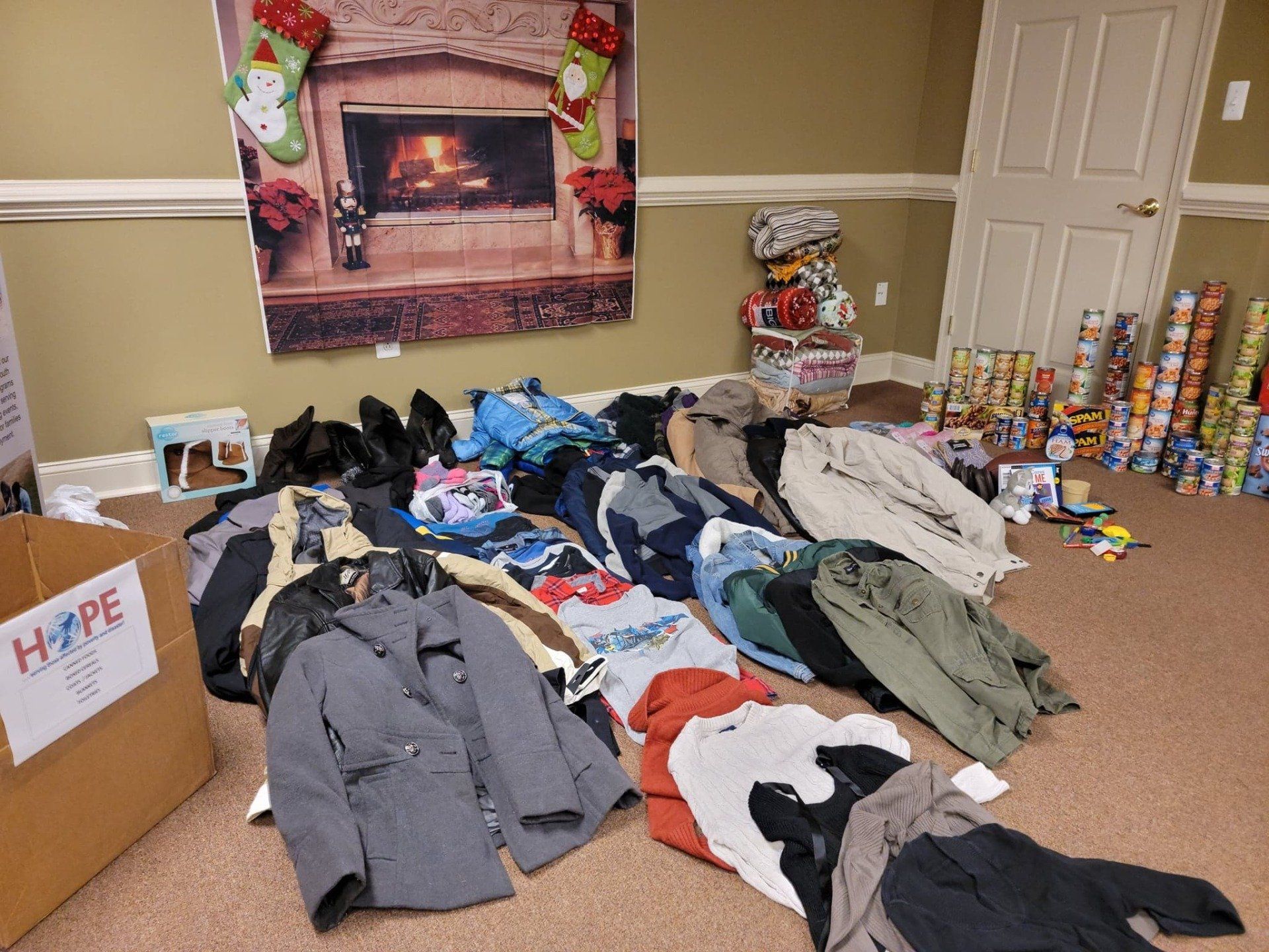Picture of clothes being donated for the annual HOPE Drive