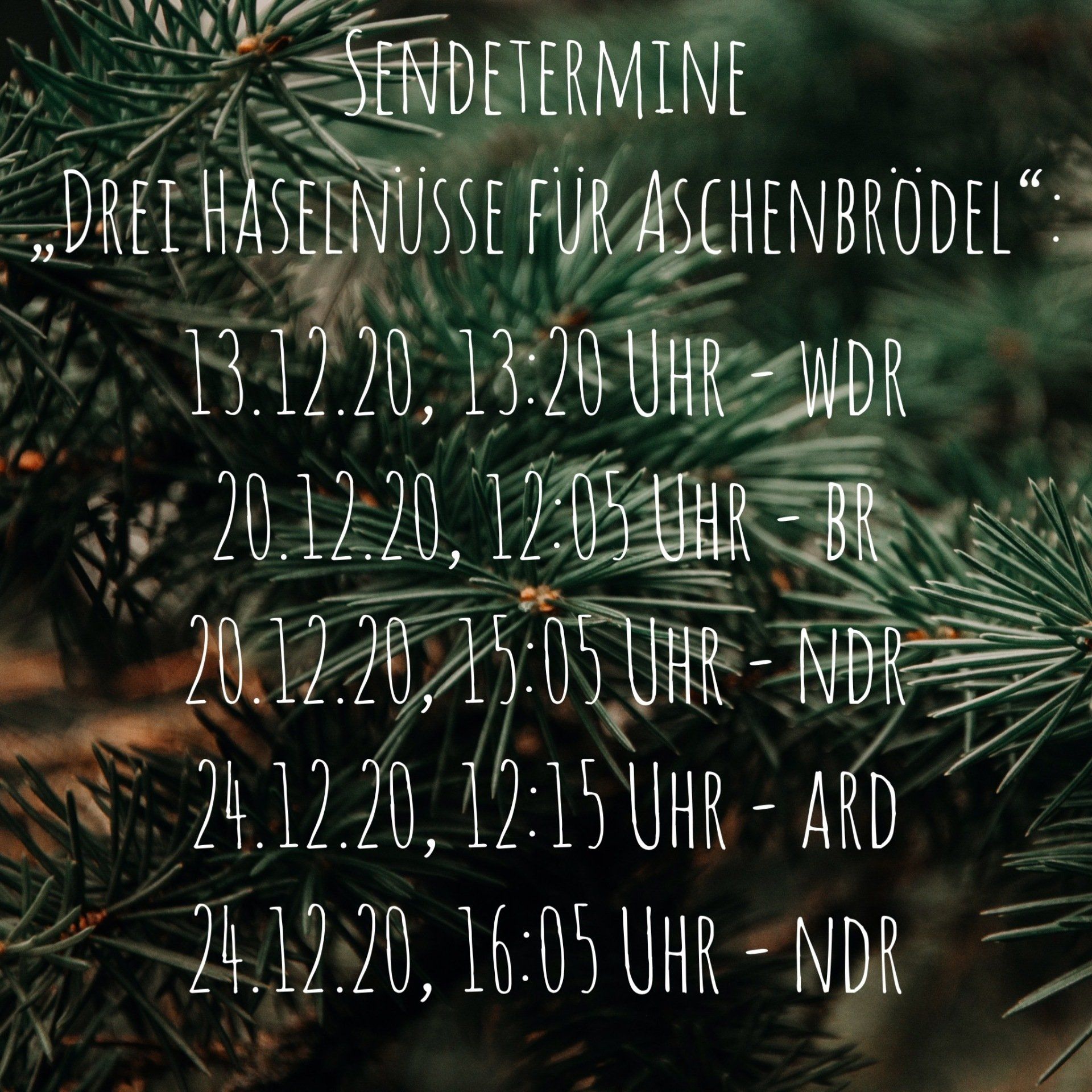 Drei Haselnüsse für Aschbenbrödel - im Fernsehen - 2020