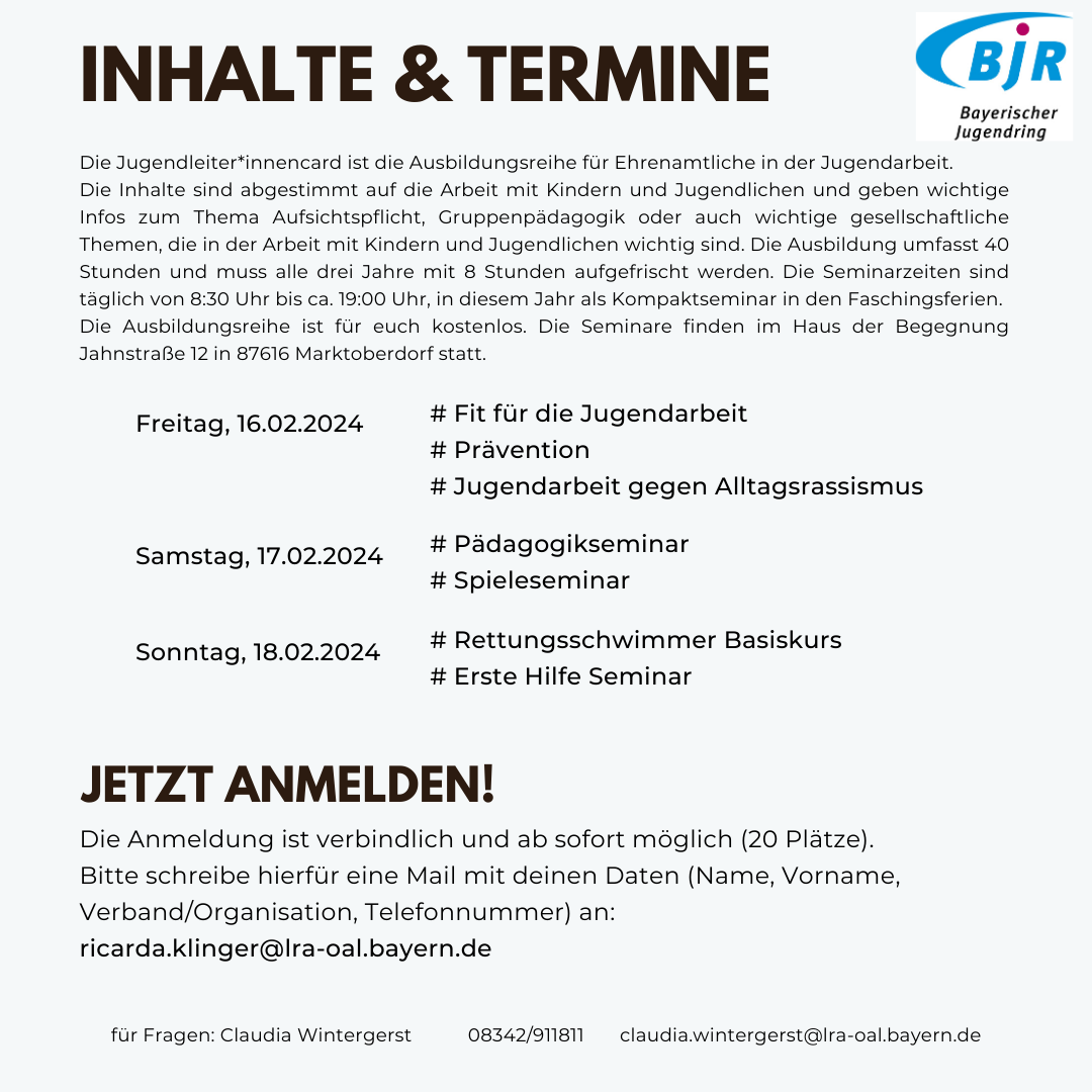 Flyer Jugendleiter*innencard - Rückseite