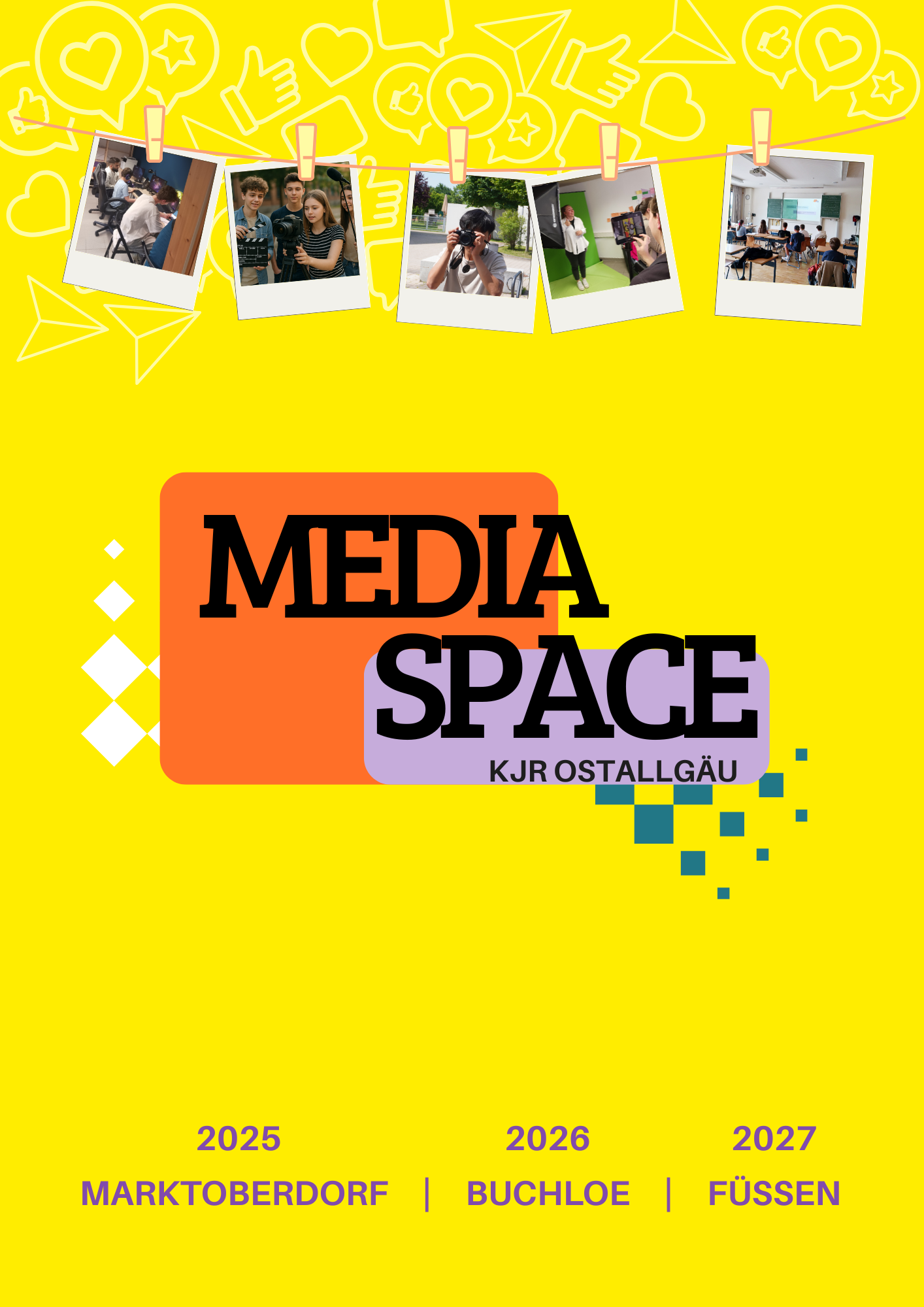Logo des MediaSpace. 2025 in Marktoberdorf, 2026 in Buchloe, 2027 in Füssen