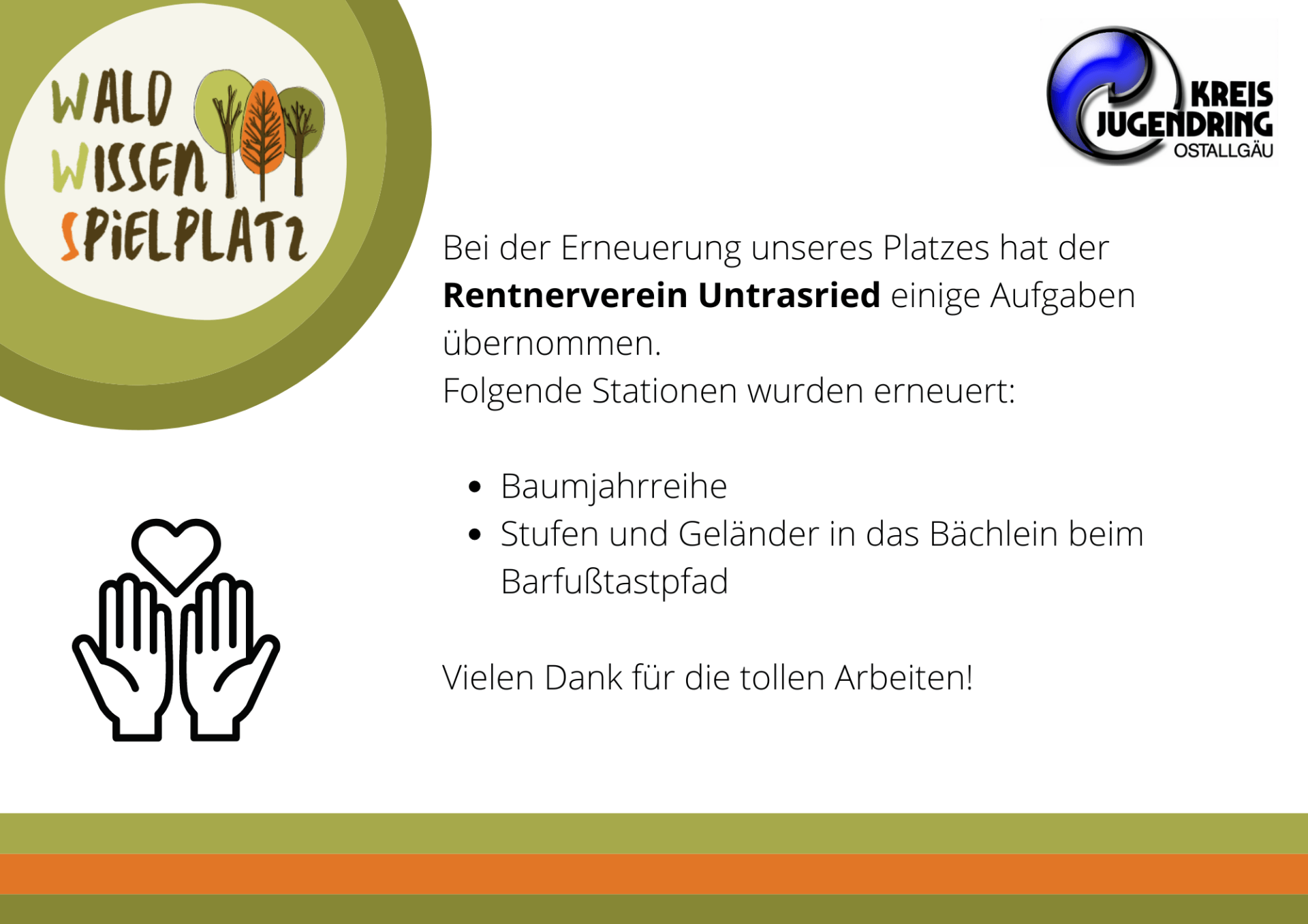 Dank an Rentnerverein Untrasried - WaldWissenSpielplatz